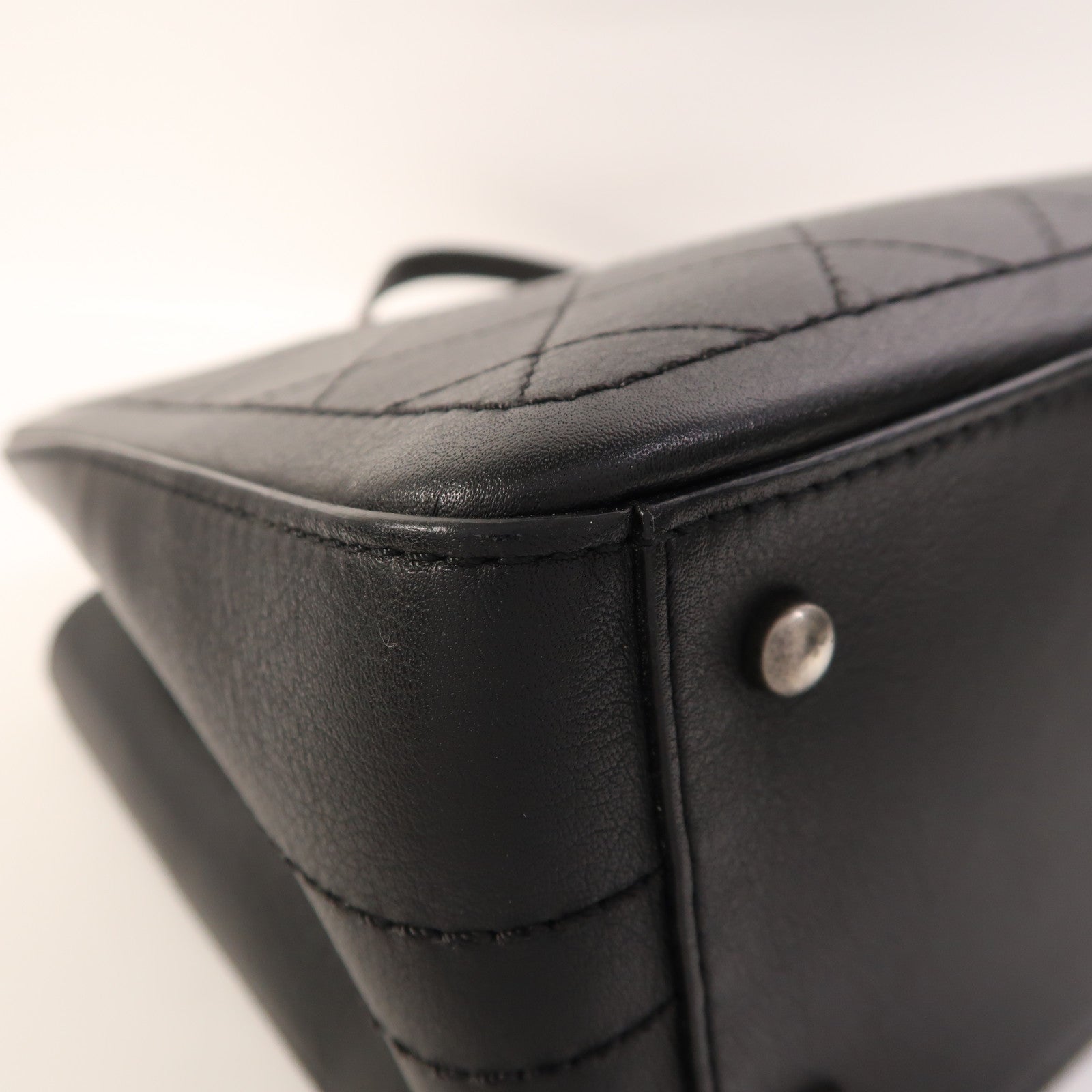 CHANEL 牛皮皮革2 Way Shoulder銀扣手挽肩背兩用袋