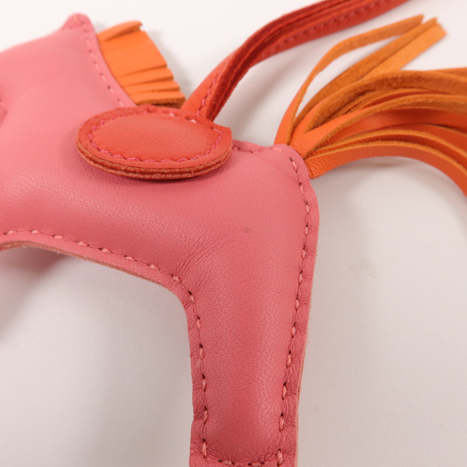 HERMES Milo皮革Rodeo PM掛飾Rose Azalee/Orange Poppy/Rouge Indien