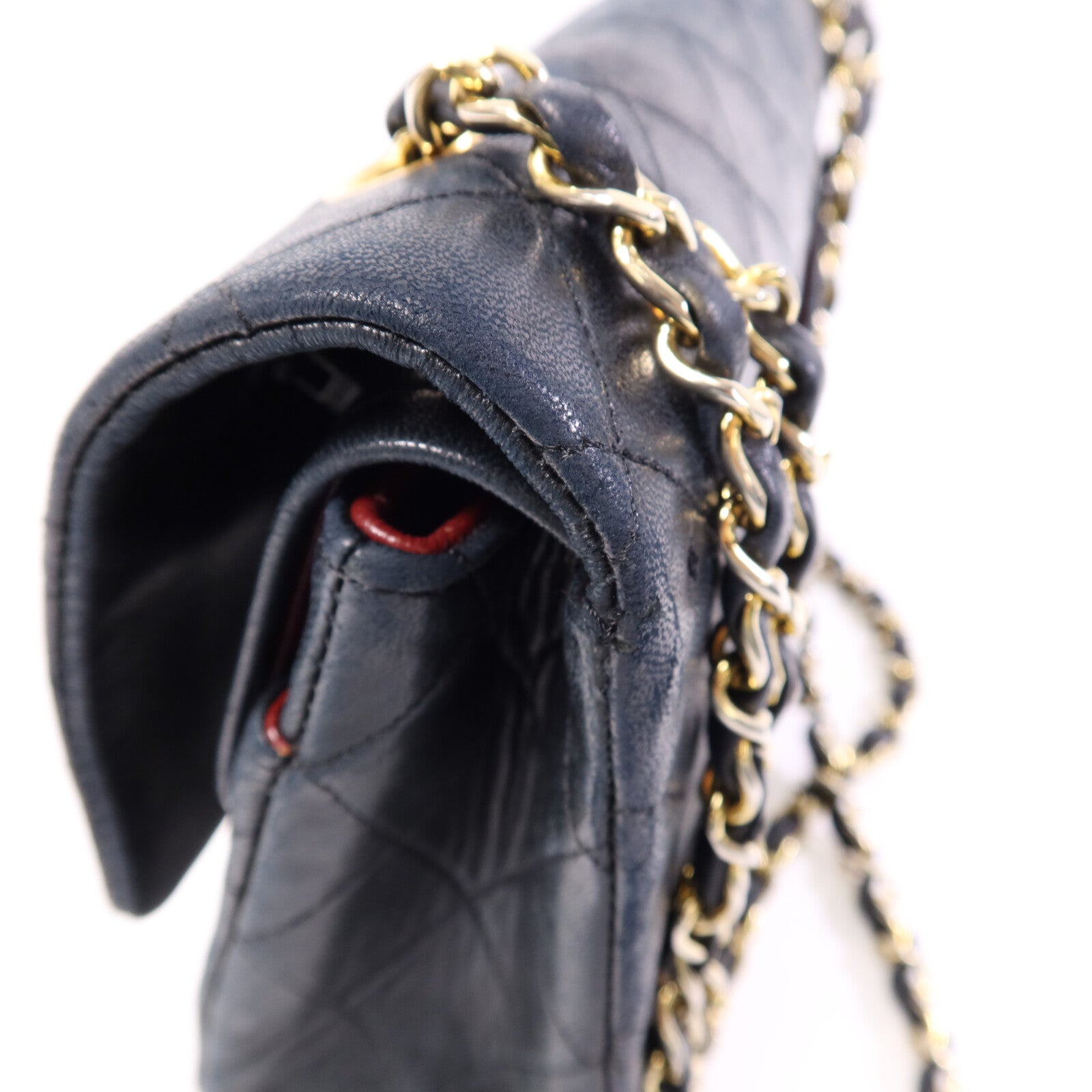 CHANEL 羊皮皮革Vintage Chain Shoulder金扣鏈帶肩背袋