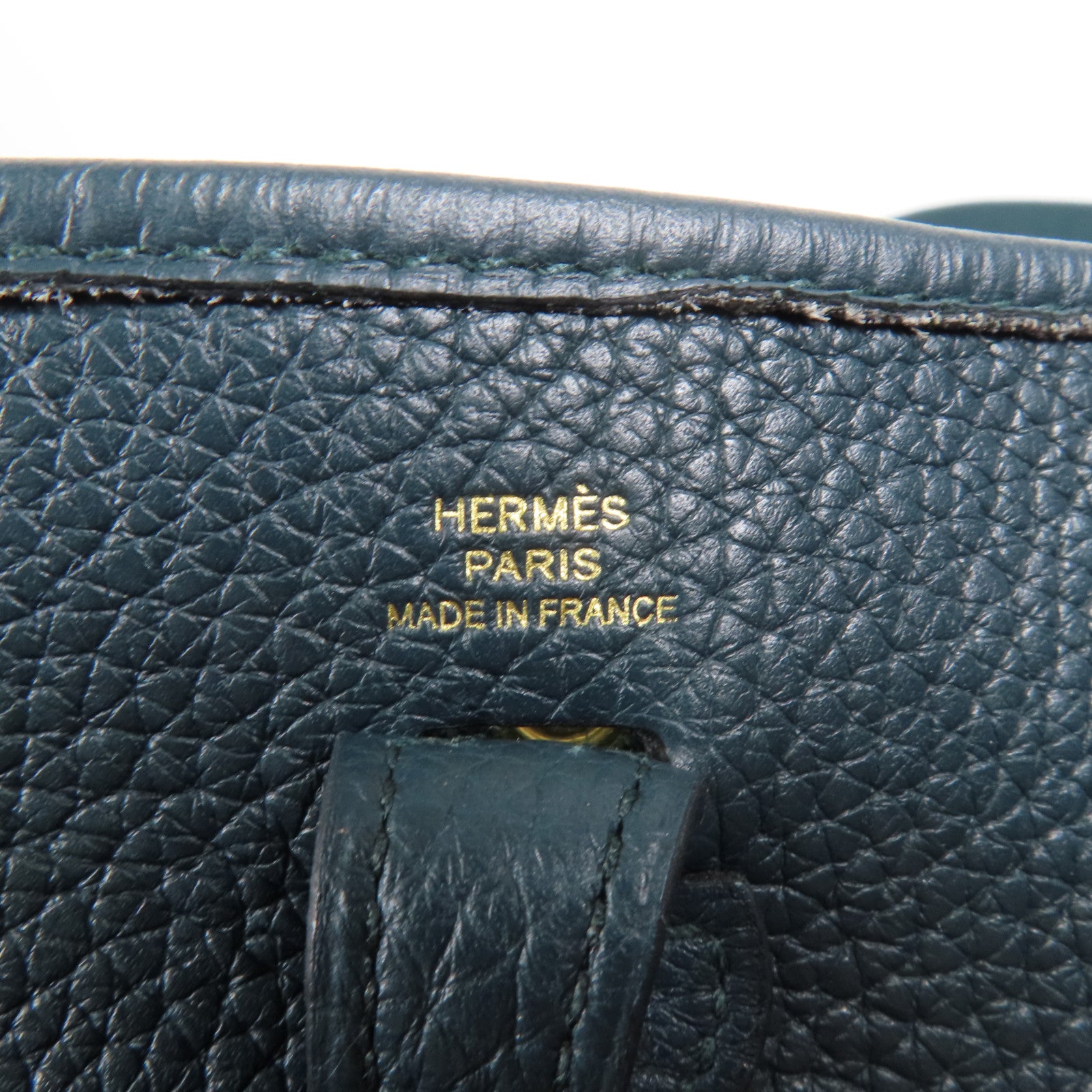HERMES Clemence皮革Evelyne TPM金扣肩背袋60 Vert cypres