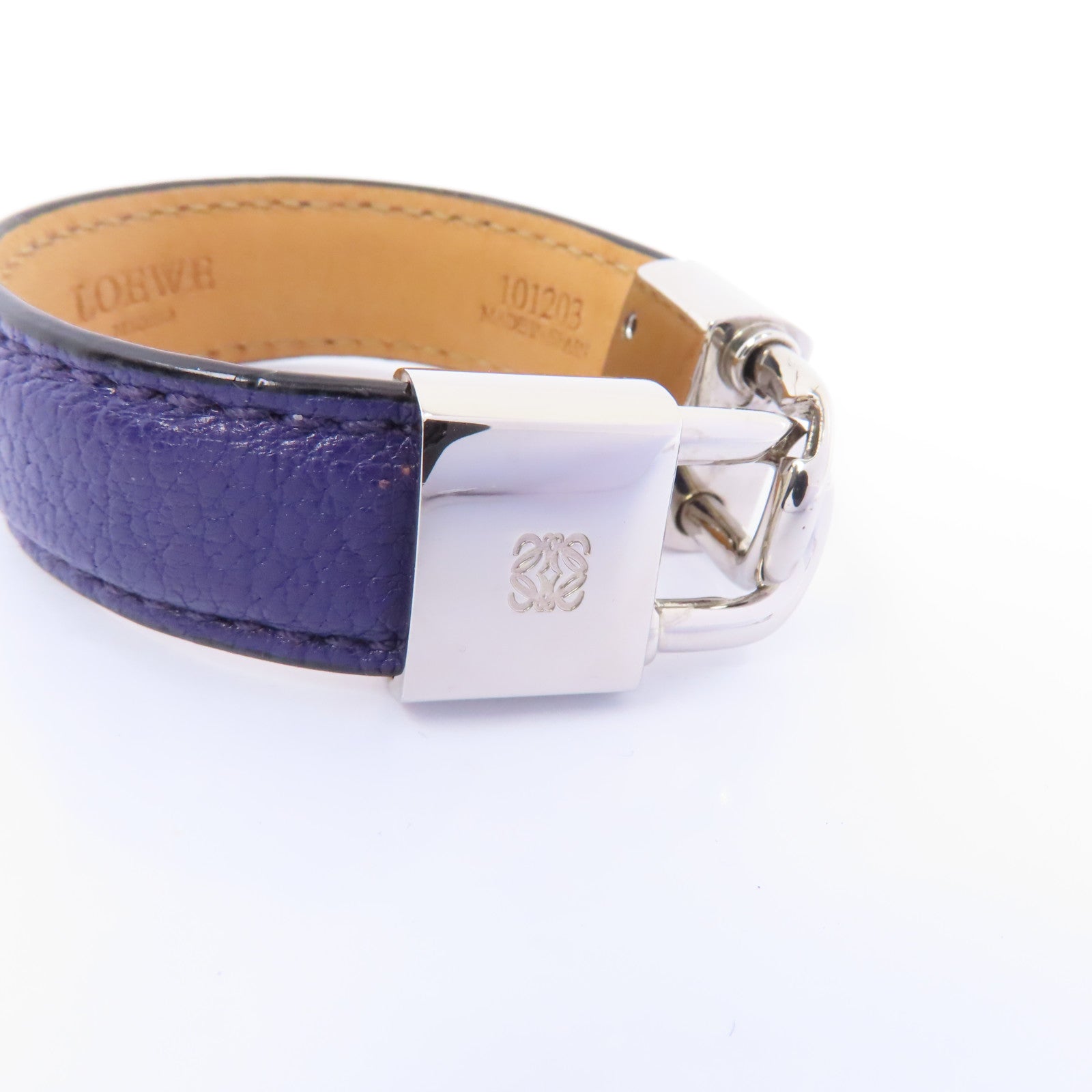 LOEWE 牛皮皮革/金屬Bracelet手鏈紫色/銀色