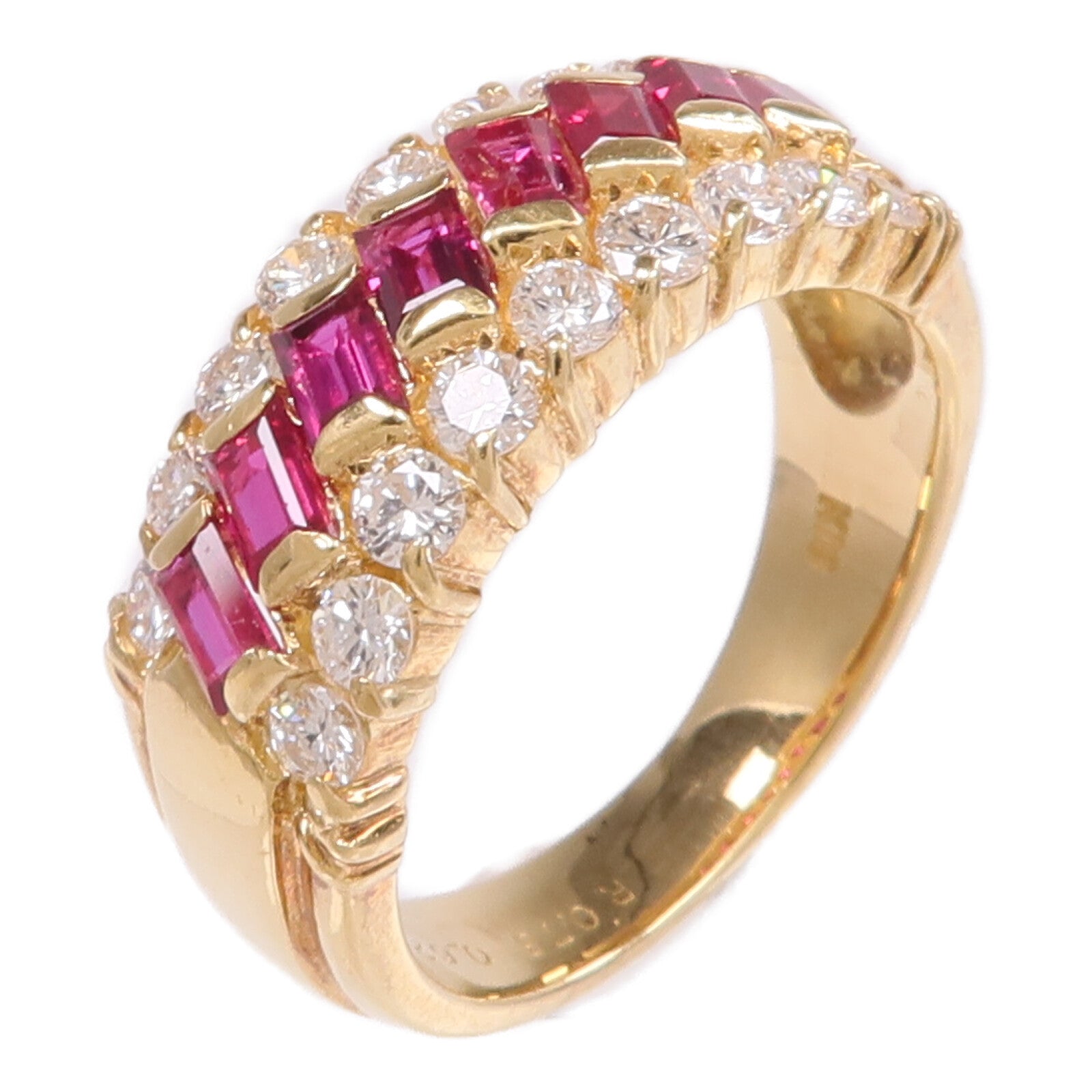 JEWELRY 18K黃金Ruby Diamond Ring紅寶石/鑽石戒指US#5