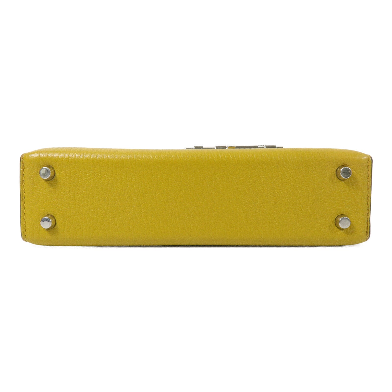 HERMES Chevre皮革Verrou Mini鏈帶肩背袋Jaune Ambre
