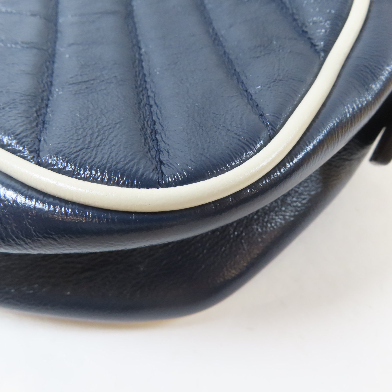 GUCCI 【激減優惠】牛皮皮革Shoulder Bag銀扣肩背袋藍色/白色