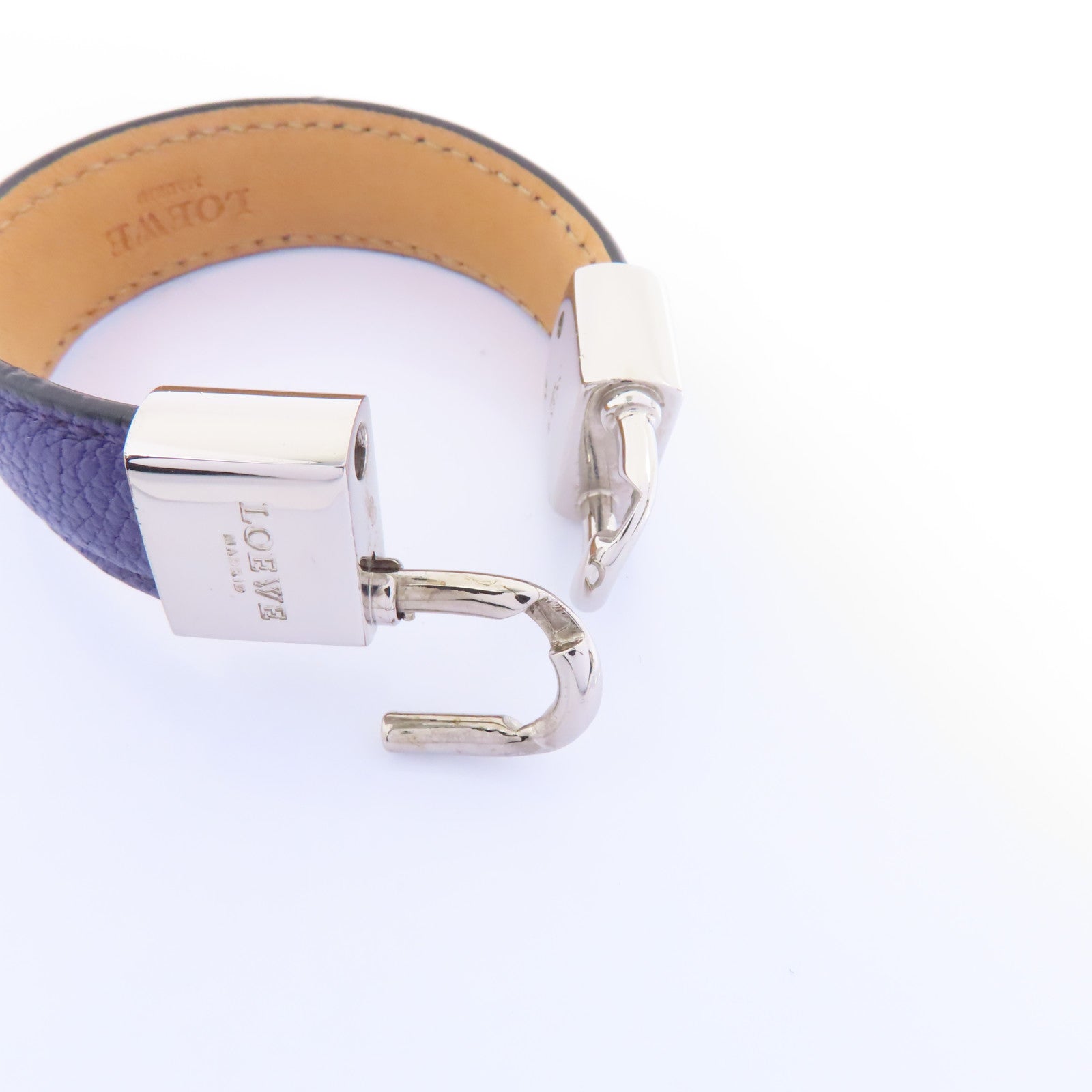 LOEWE 牛皮皮革/金屬Bracelet手鏈紫色/銀色