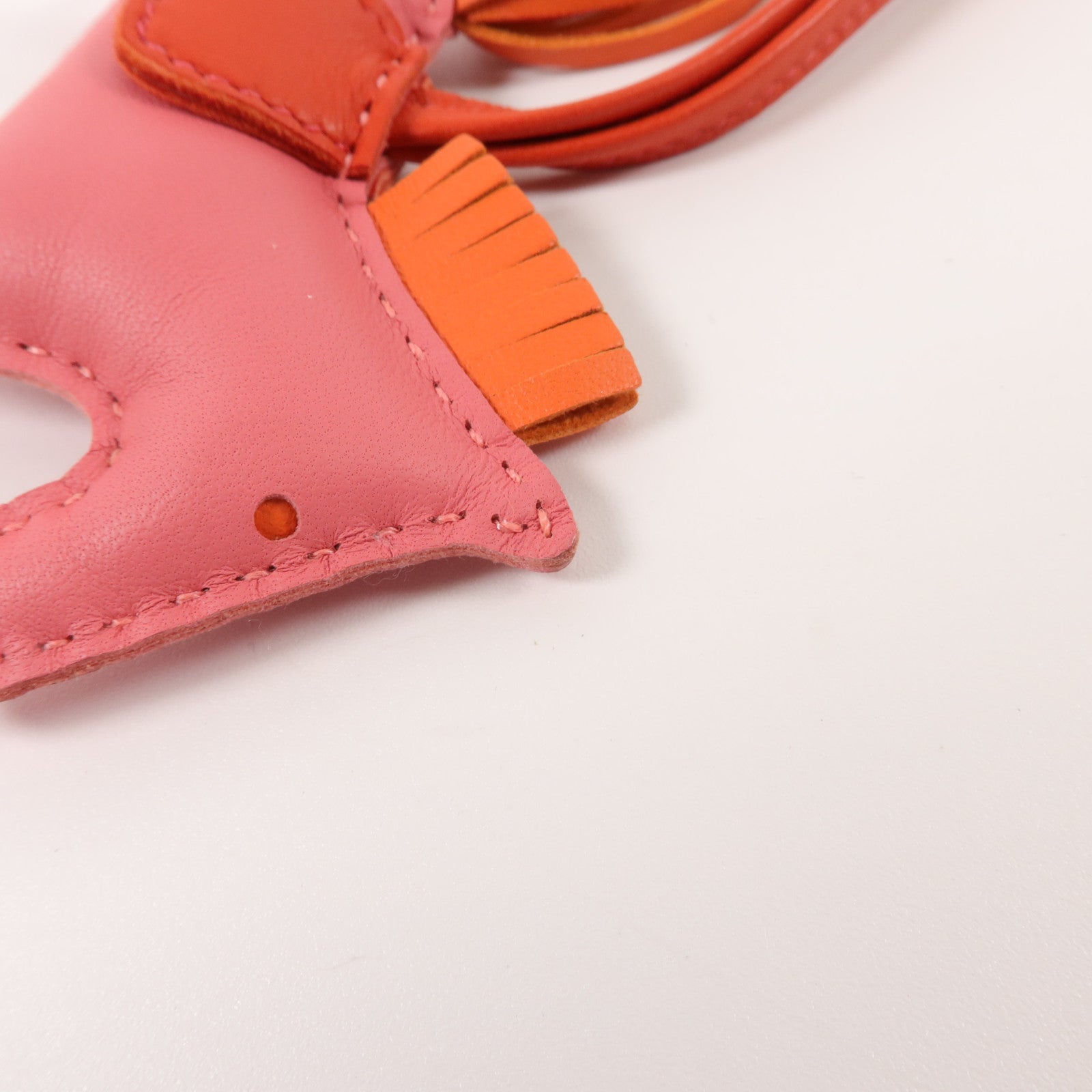 HERMES Milo皮革Rodeo PM掛飾Rose Azalee/Orange Poppy/Rouge Indien