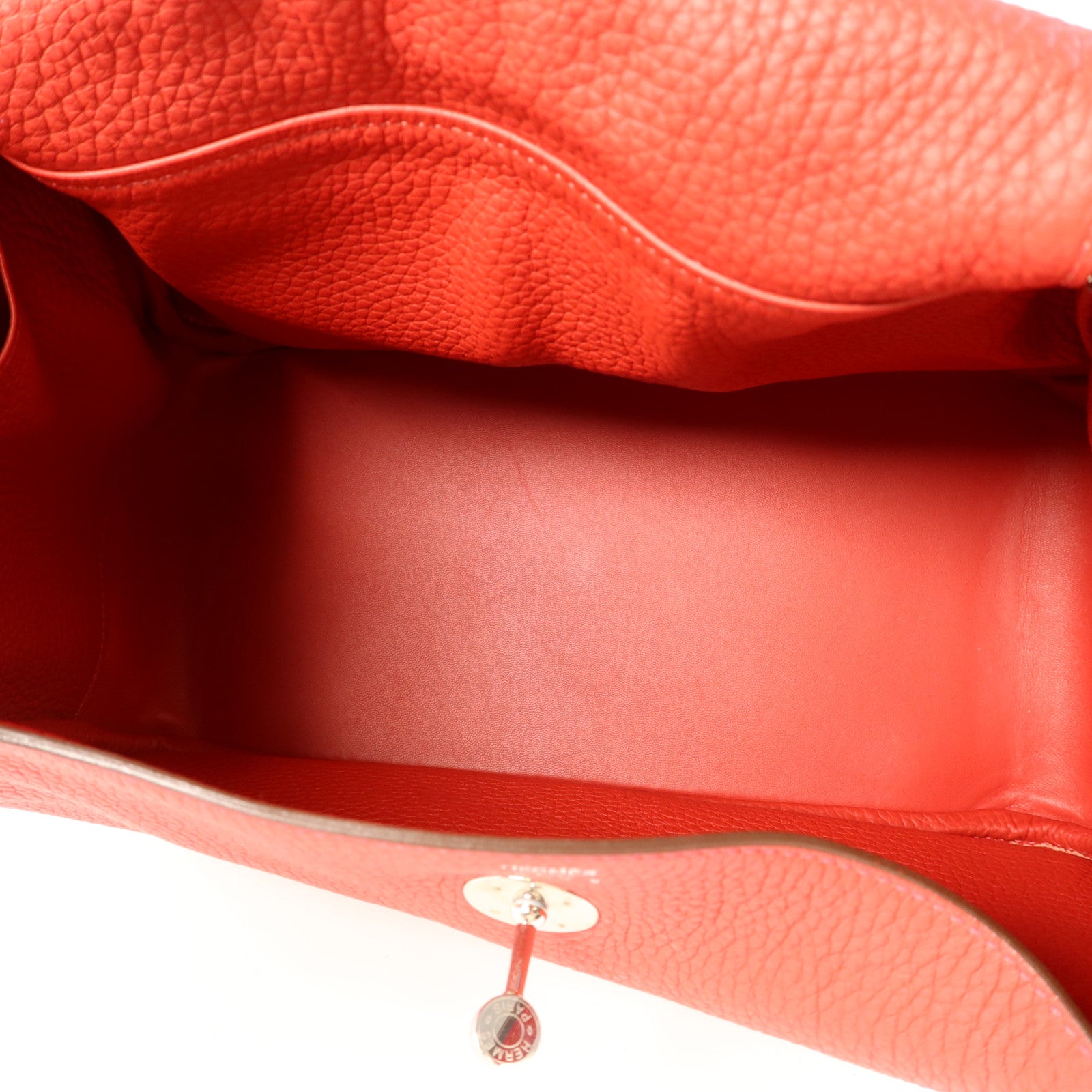 HERMES Clemence皮革Lindy 30銀扣手挽肩背兩用袋Rouge Casaque
