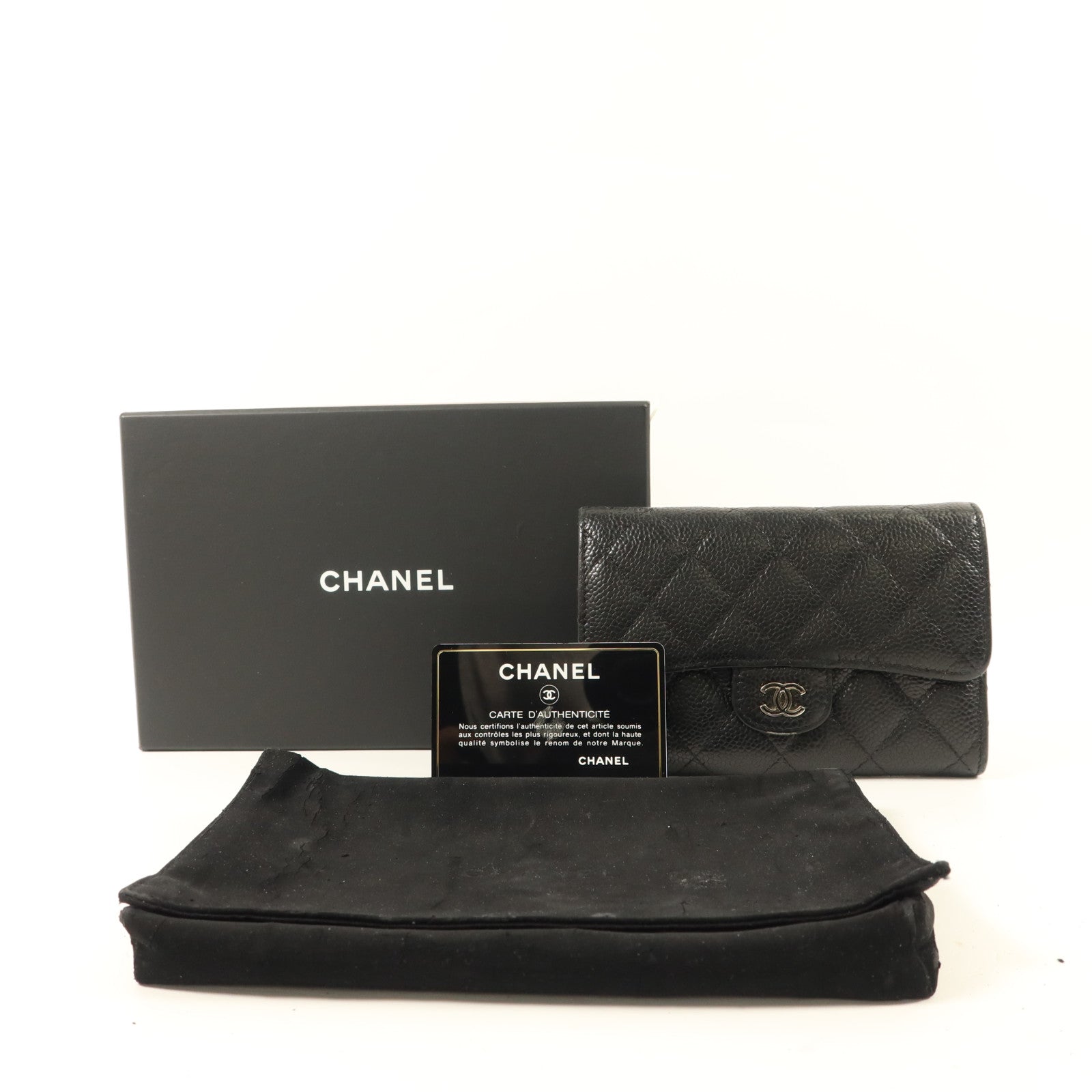 CHANEL 牛皮皮革Wallet銀扣錢包