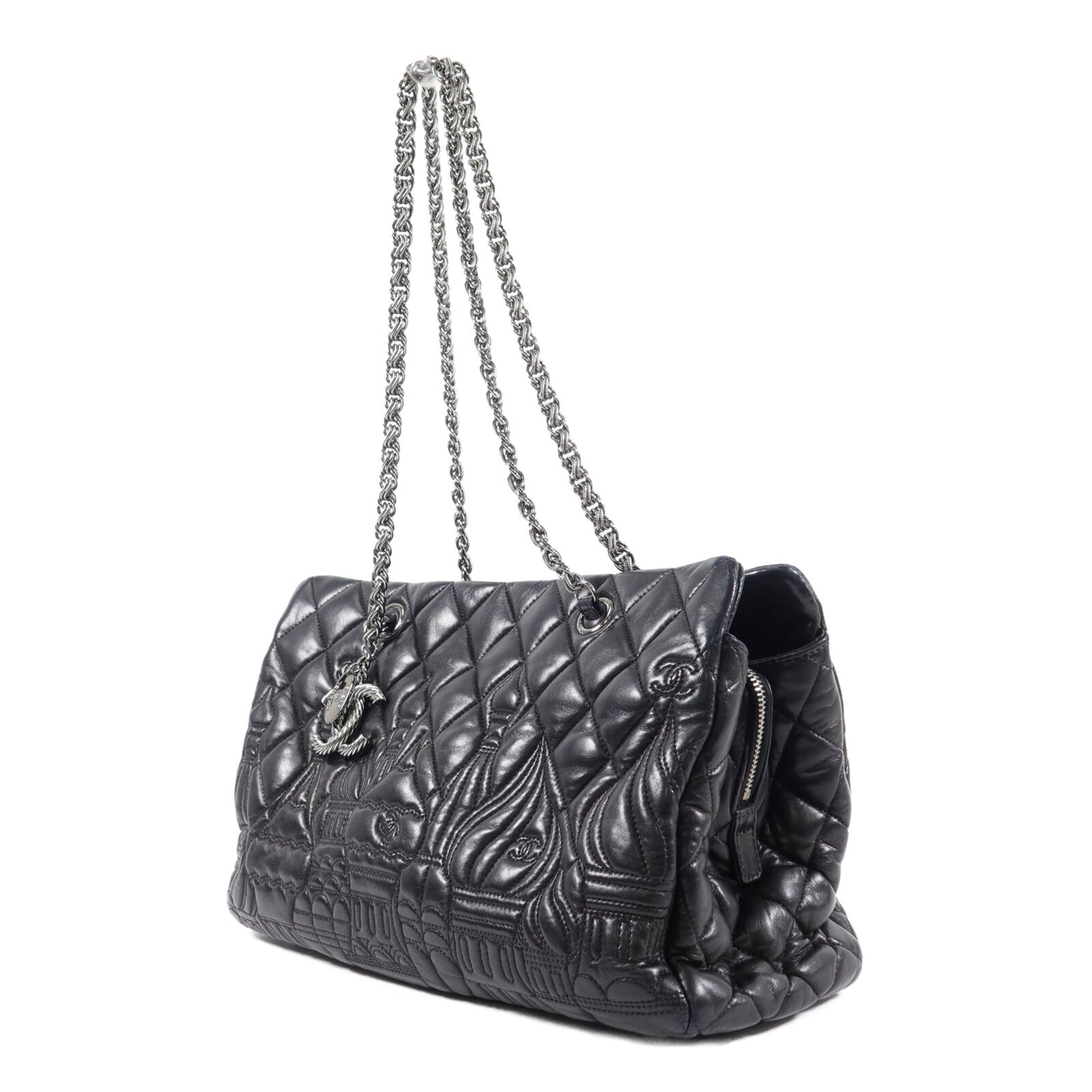 CHANEL 羊皮皮革Paris Moscow Tote鏈帶肩背袋