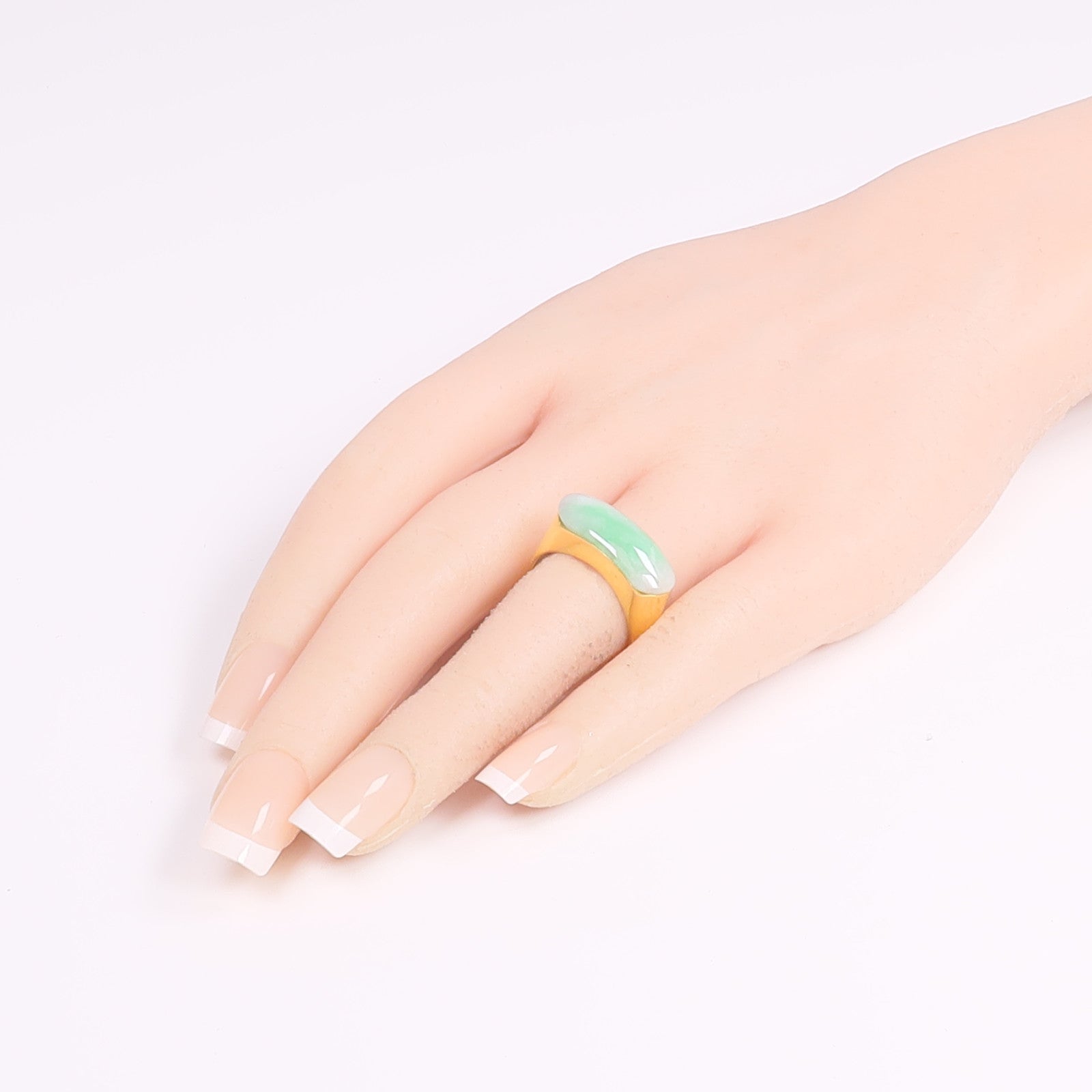 JEWELRY 18K黃金Jade Ring翡翠戒指US#8