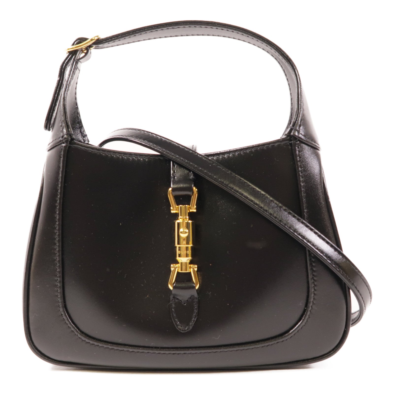 GUCCI GG GHW Jackie 1961 2 Way Shoulder Handbag 637091 10O0G Leather Black