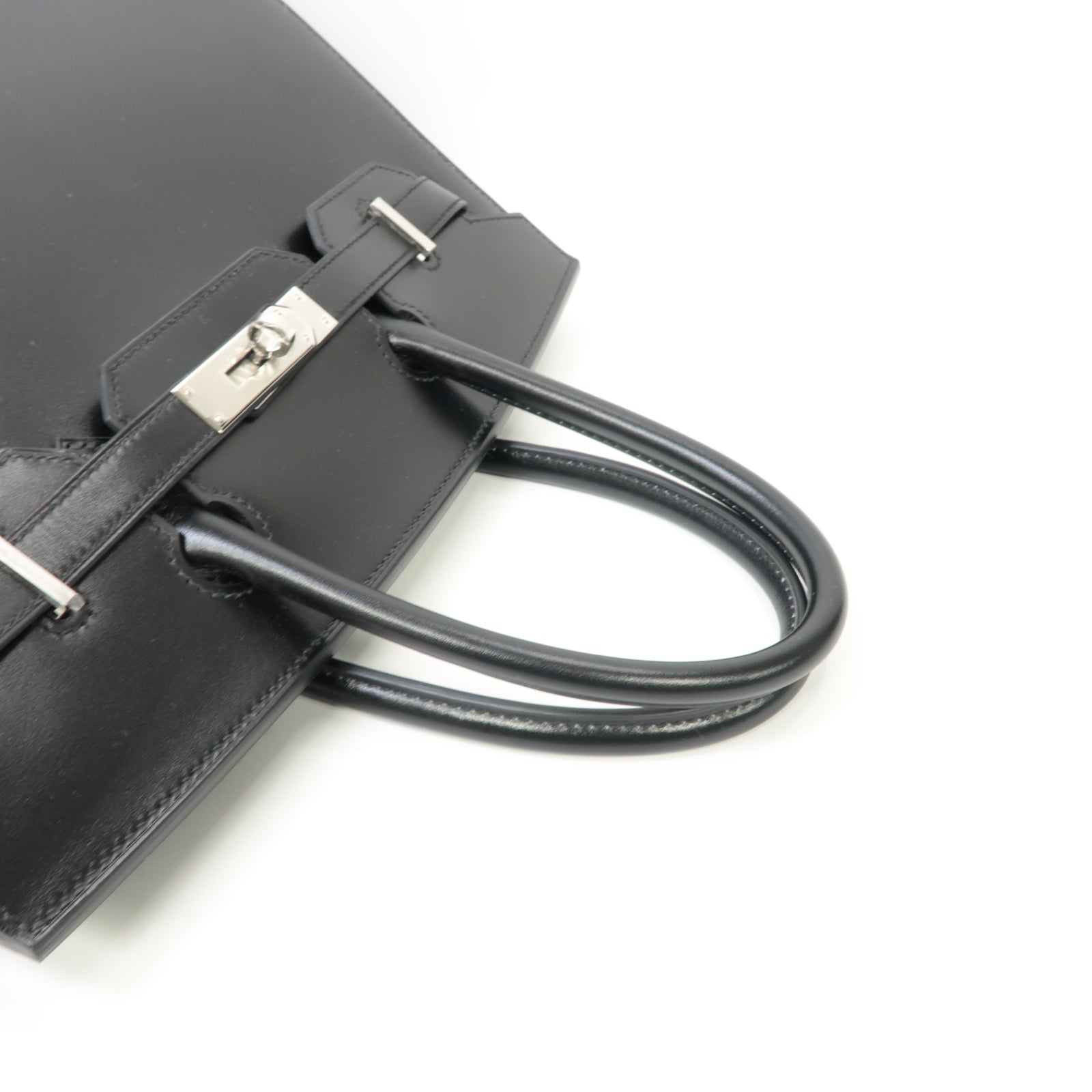 HERMES 【激減優惠】Box Calf皮革Birkin 30銀扣手挽袋黒色