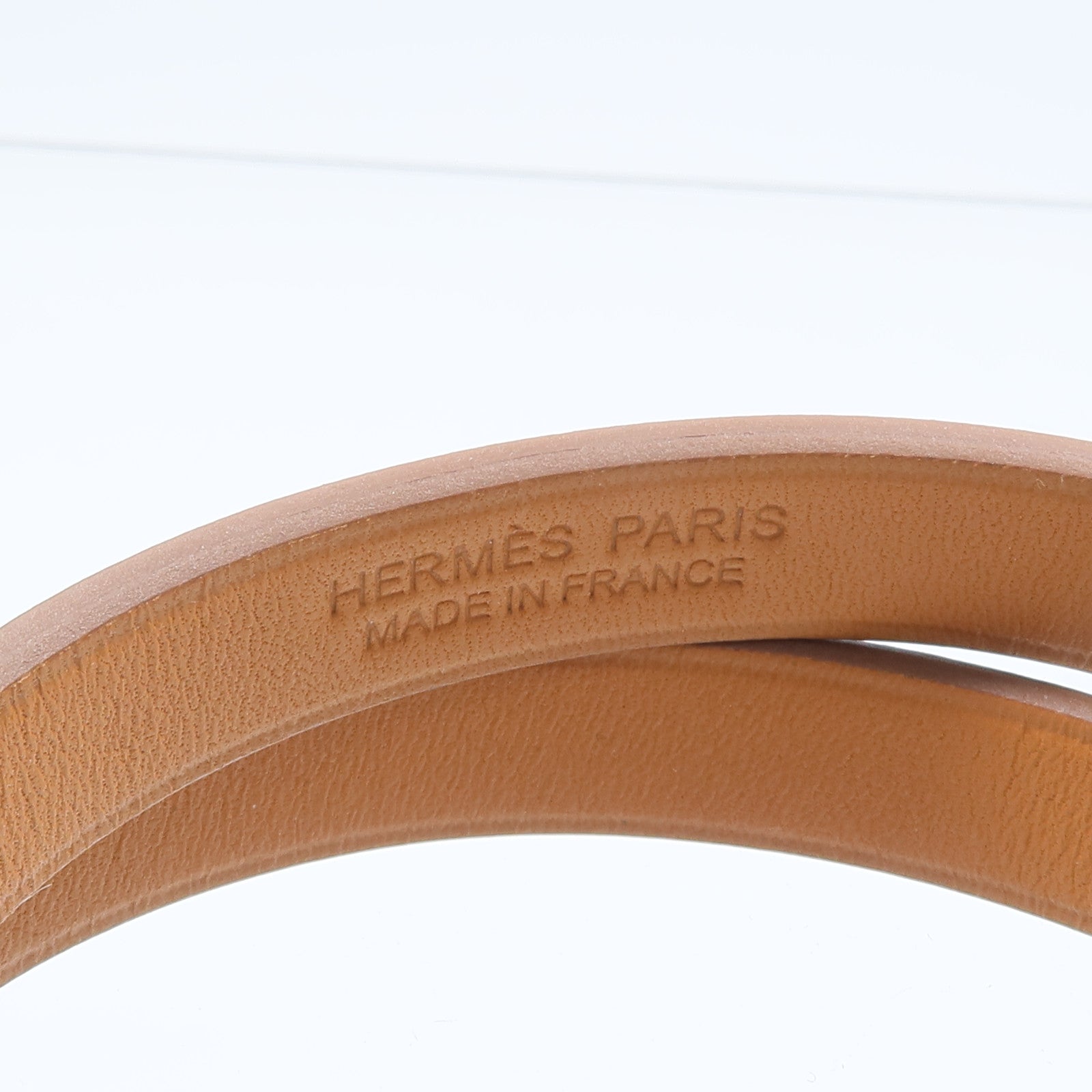 HERMES Swift皮革/金屬Mini Double Kelly Tour Bracelet手鏈Nata