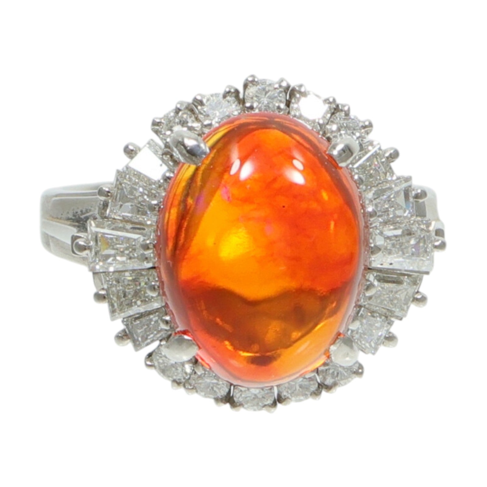 JEWELRY PT900鉑金Opal Diamond Ring蛋白石/鑽石戒指
