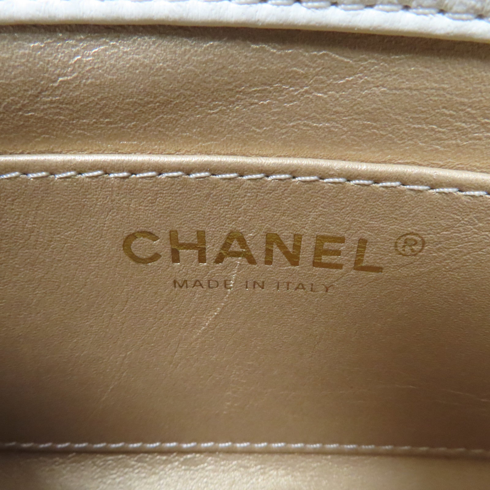 CHANEL 【激減優惠】菱格羊皮皮革Mini Flap Chain Shoulder金扣鏈帶肩背袋白色