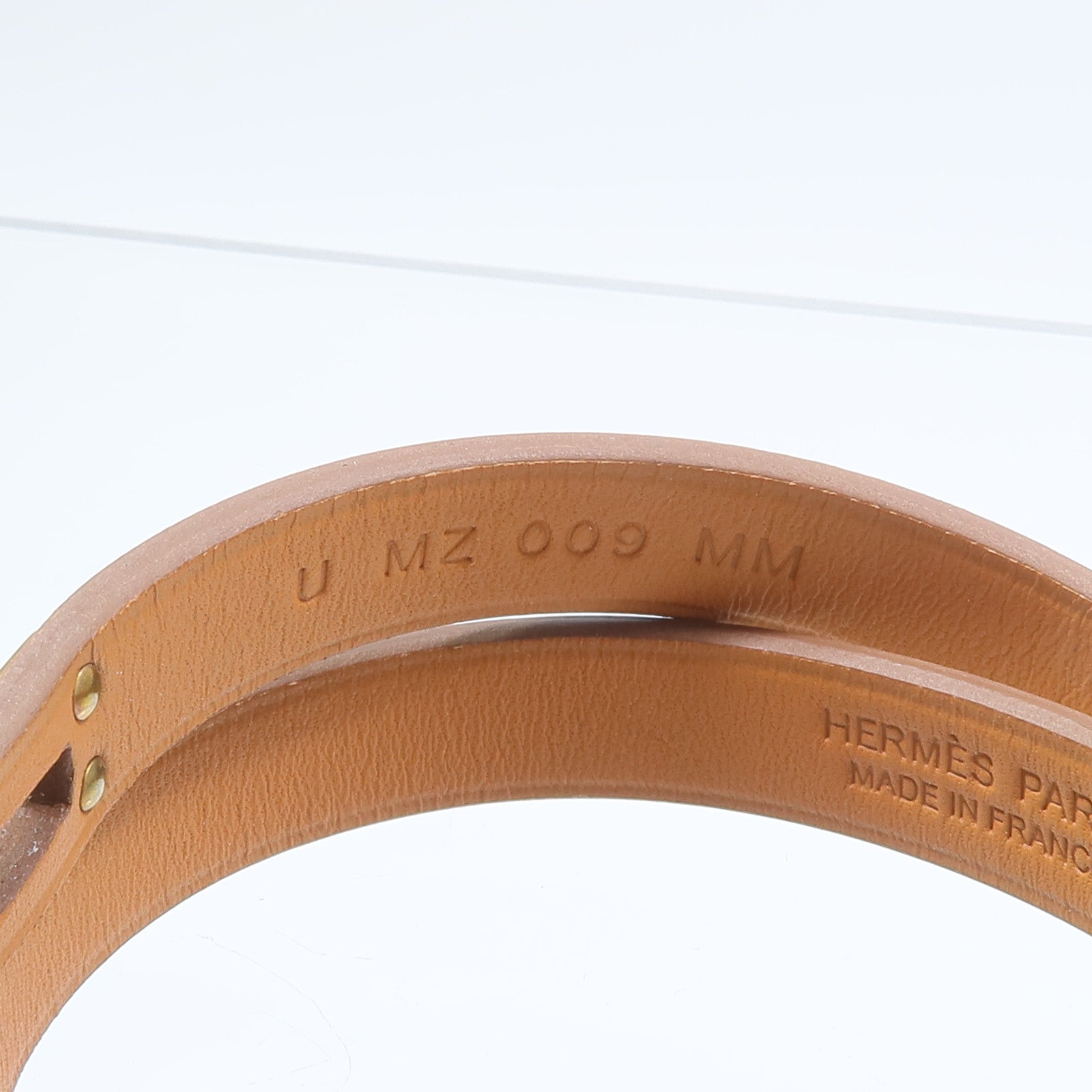 HERMES Swift皮革/金屬Mini Double Kelly Tour Bracelet手鏈Nata