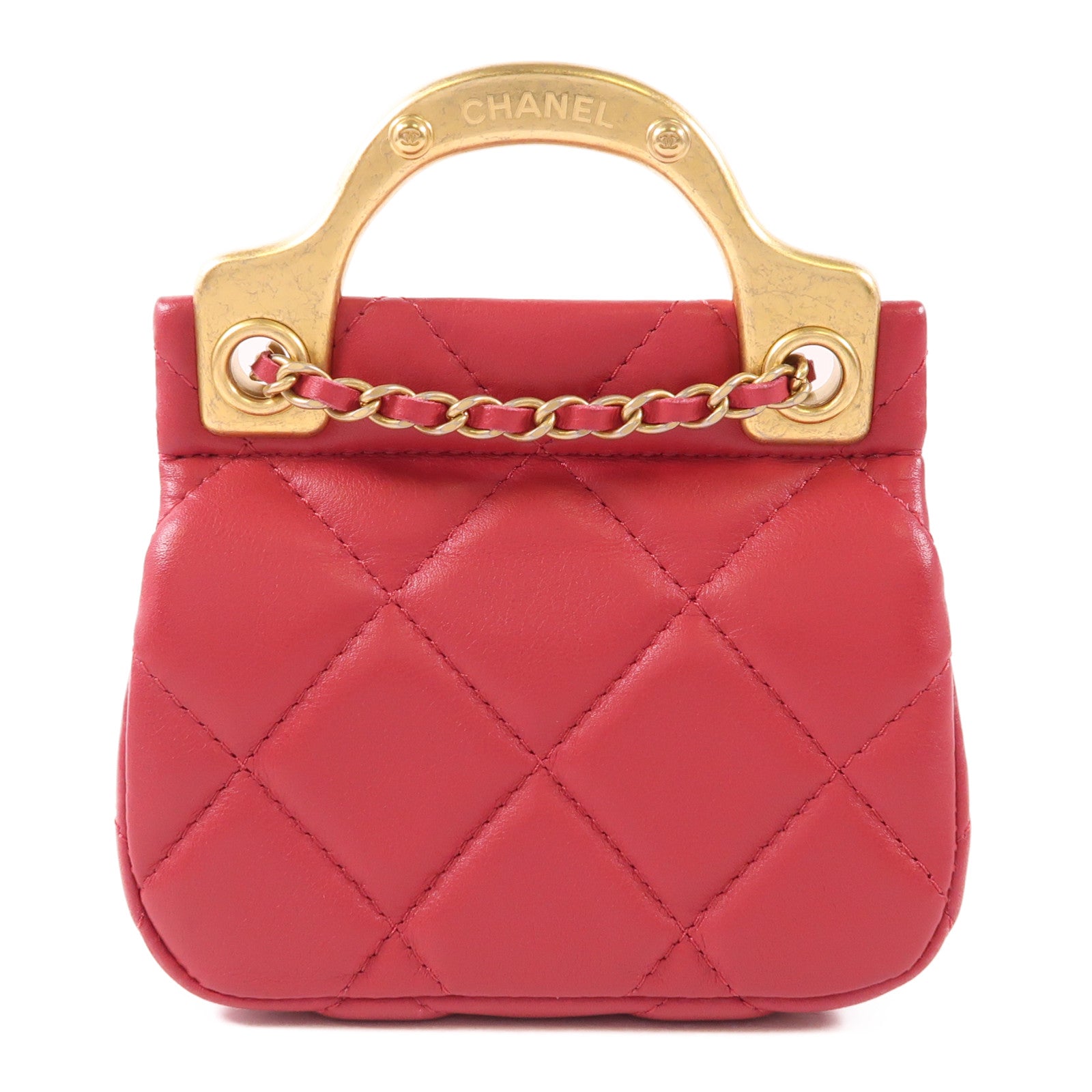 CHANEL 羊皮皮革Mini Top Handle金扣手挽肩背兩用袋