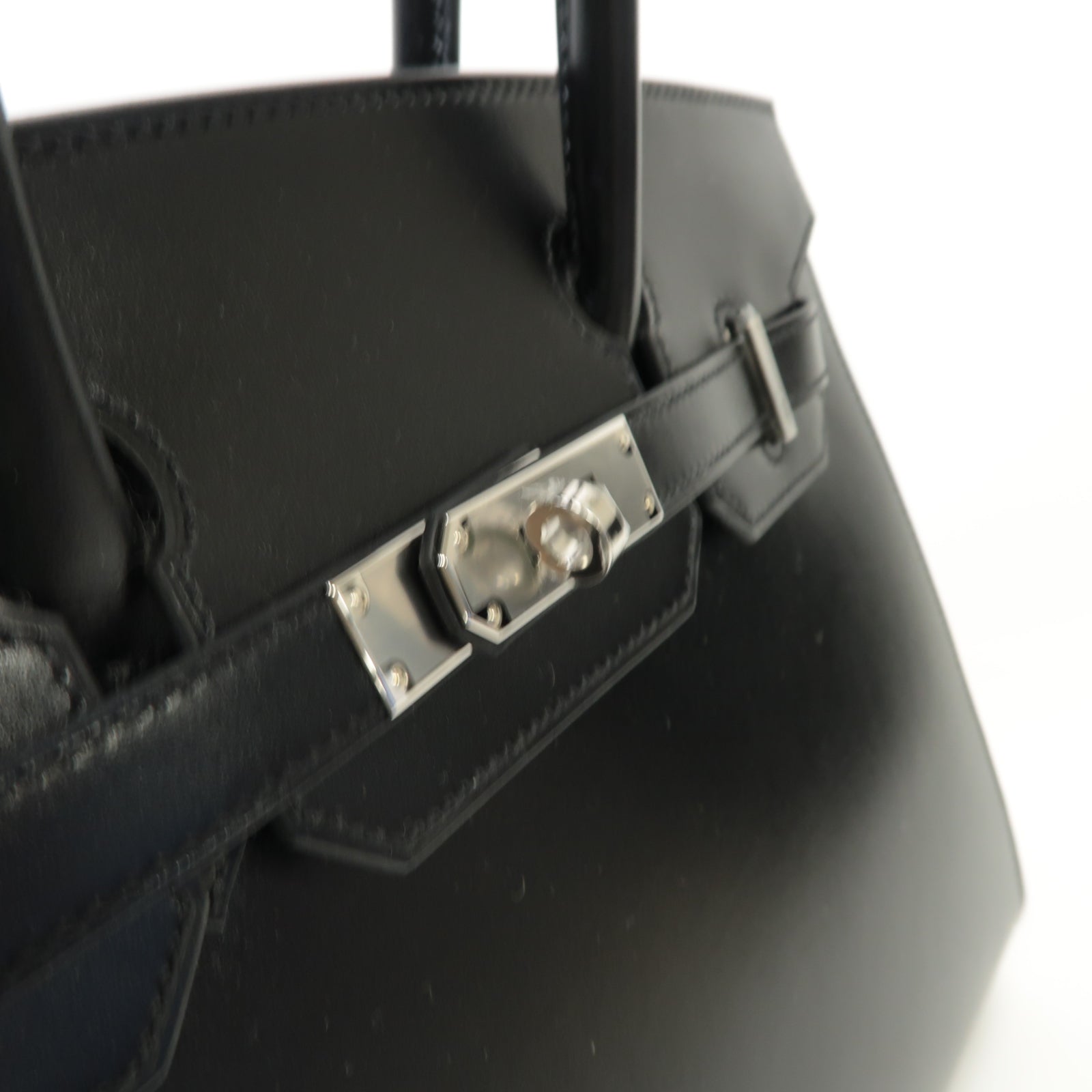 HERMES 【激減優惠】Box Calf皮革Birkin 30銀扣手挽袋黒色