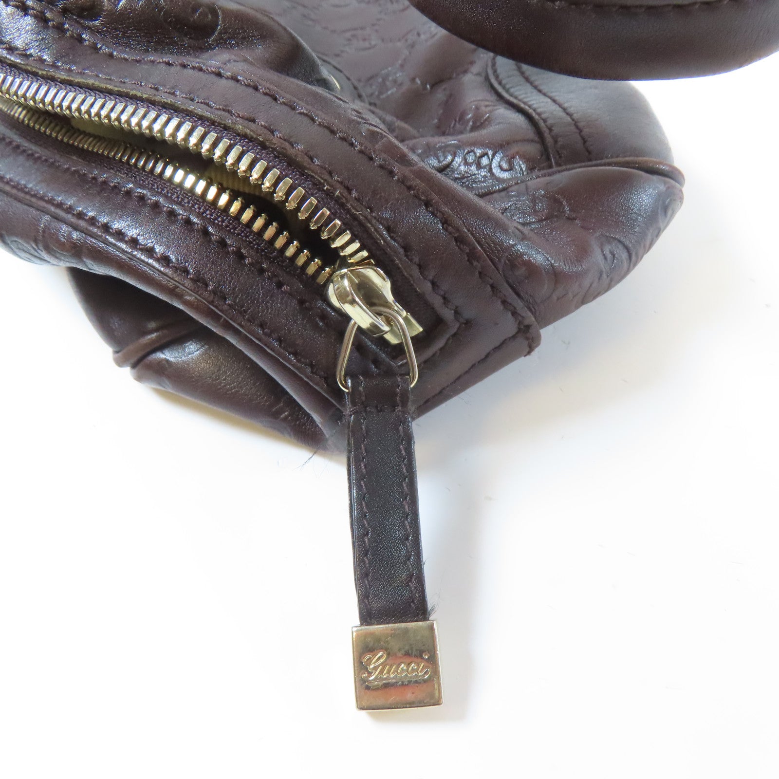 GUCCI 牛皮皮革Tote Bag金扣手挽袋啡色
