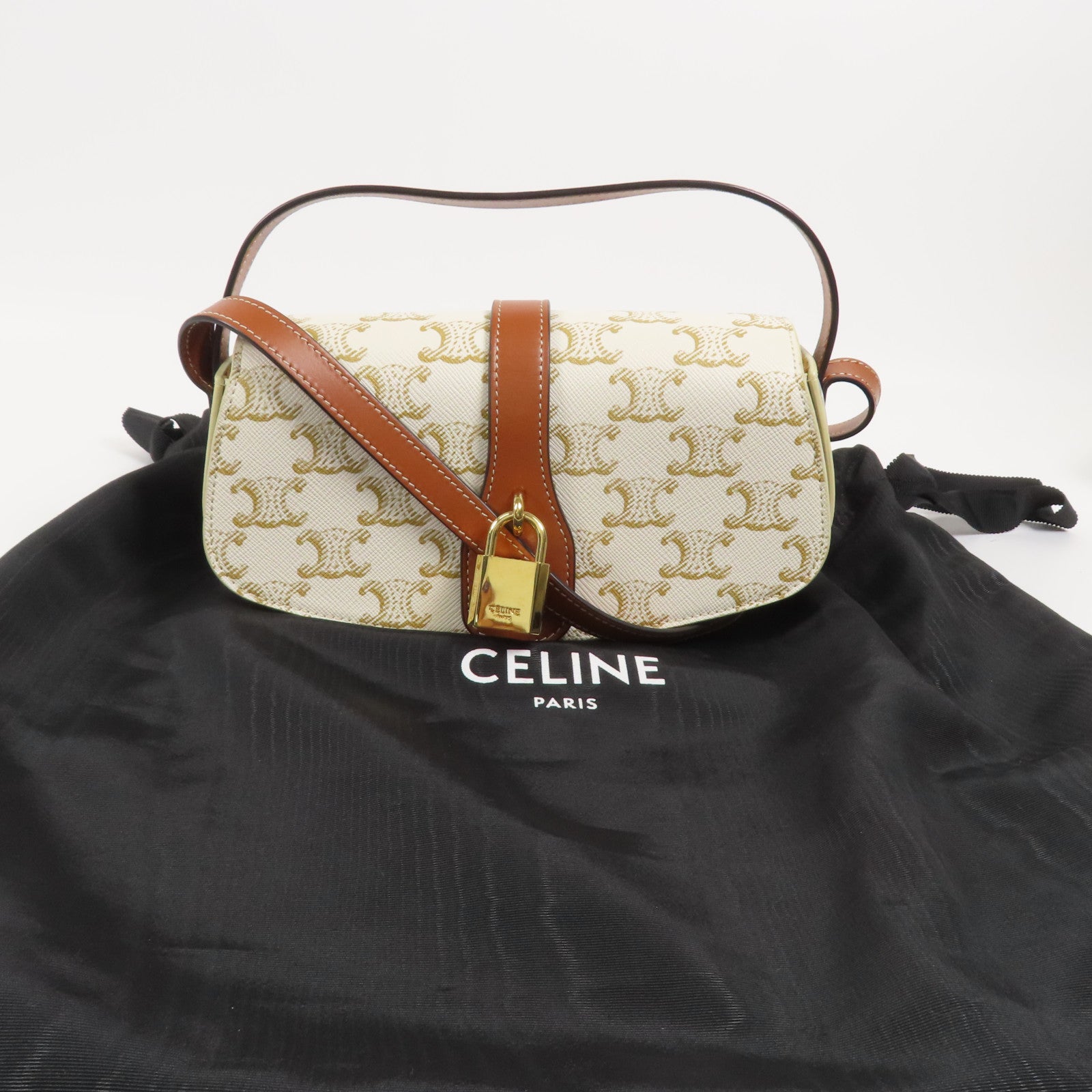 CELINE 塗層帆布Tabou Bag金扣手挽肩背兩用袋