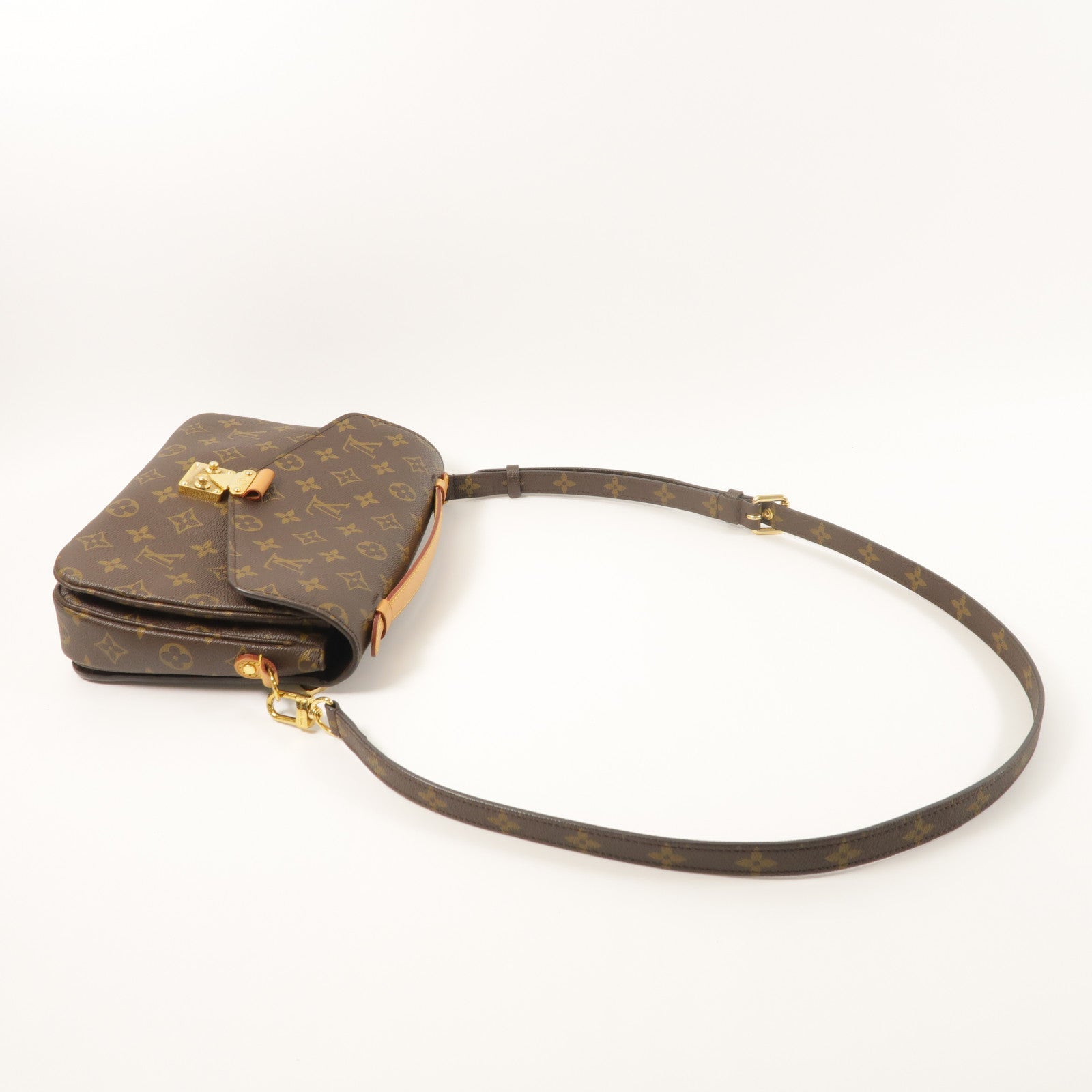 LOUIS VUITTON Monogram Pochette Metis金扣手挽肩背兩用袋棕色