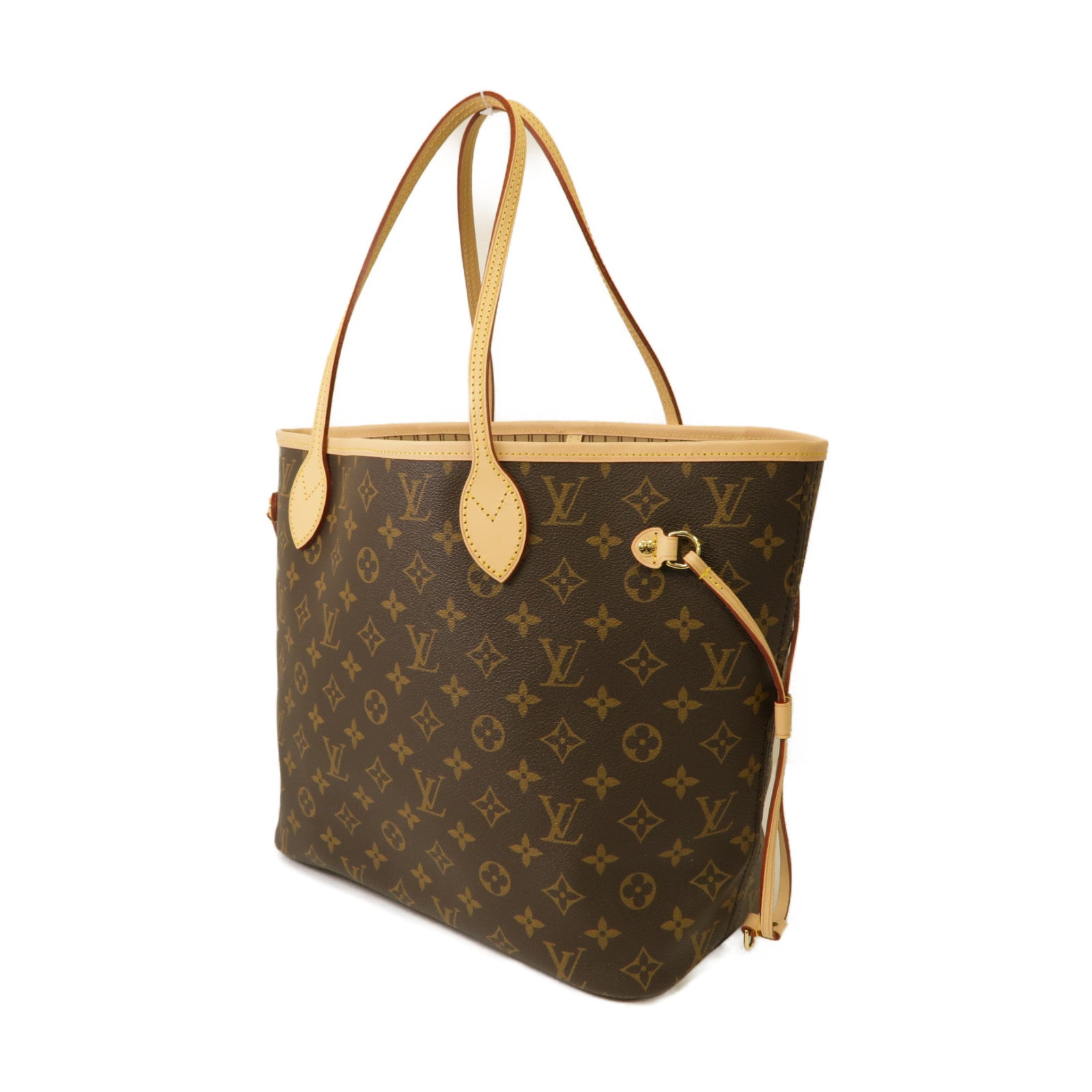 LOUIS VUITTON Monogram Neverfull MM金扣手挽袋棕色