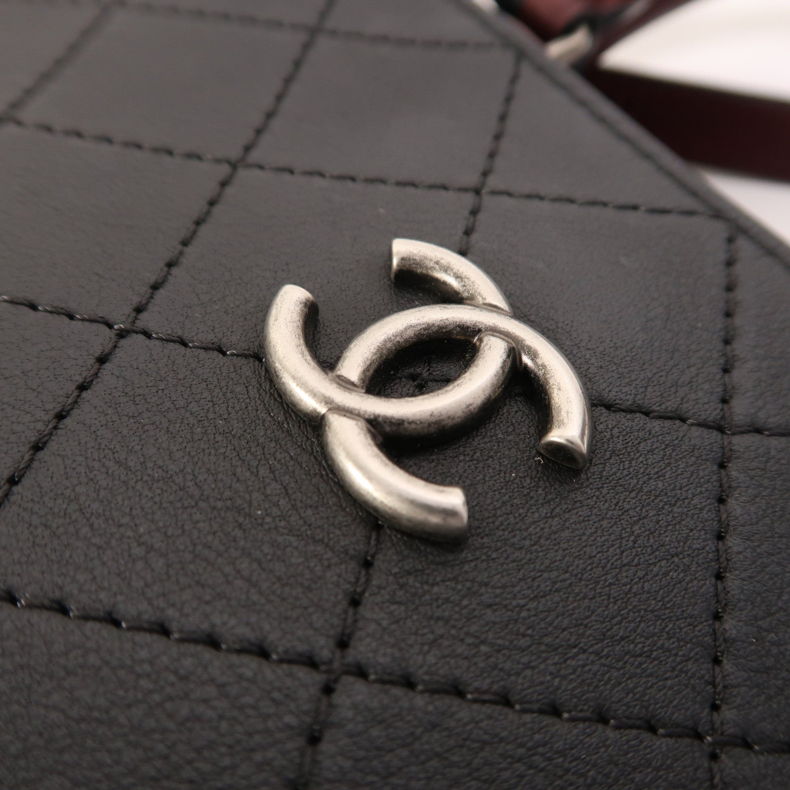 CHANEL 牛皮皮革2 Way Shoulder銀扣手挽肩背兩用袋