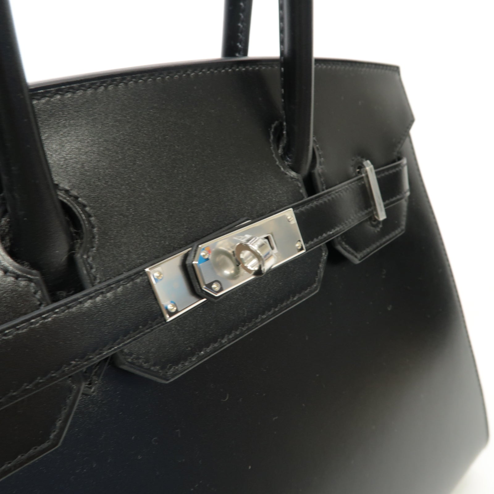 HERMES 【激減優惠】Box Calf皮革Birkin 30銀扣手挽袋黒色
