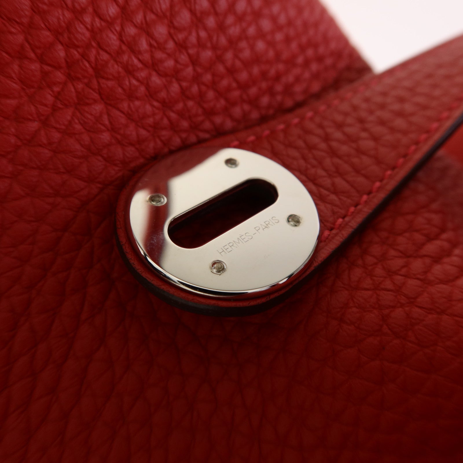 HERMES Clemence皮革Lindy 30銀扣手挽肩背兩用袋Rouge Casaque