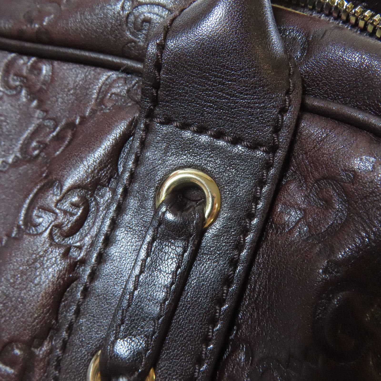 GUCCI 牛皮皮革Tote Bag金扣手挽袋啡色