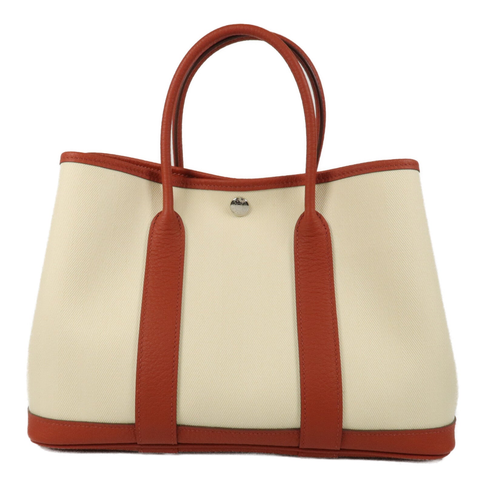 HERMES ToileChevron/Country皮革Garden Party TPM手挽袋Rouge Duchesse/Nata