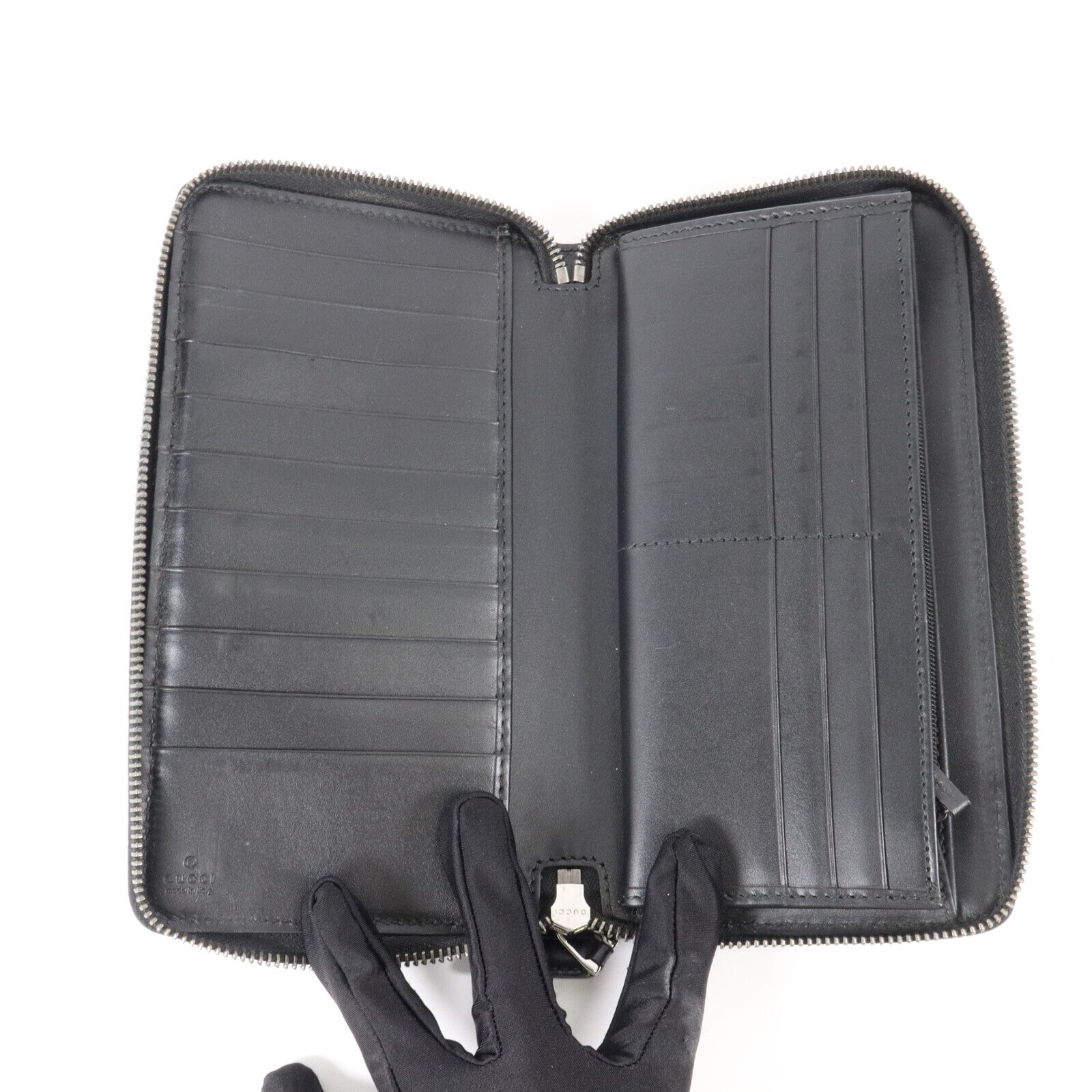 GUCCI 牛皮皮革Zipper Long Wallet銀扣長錢包