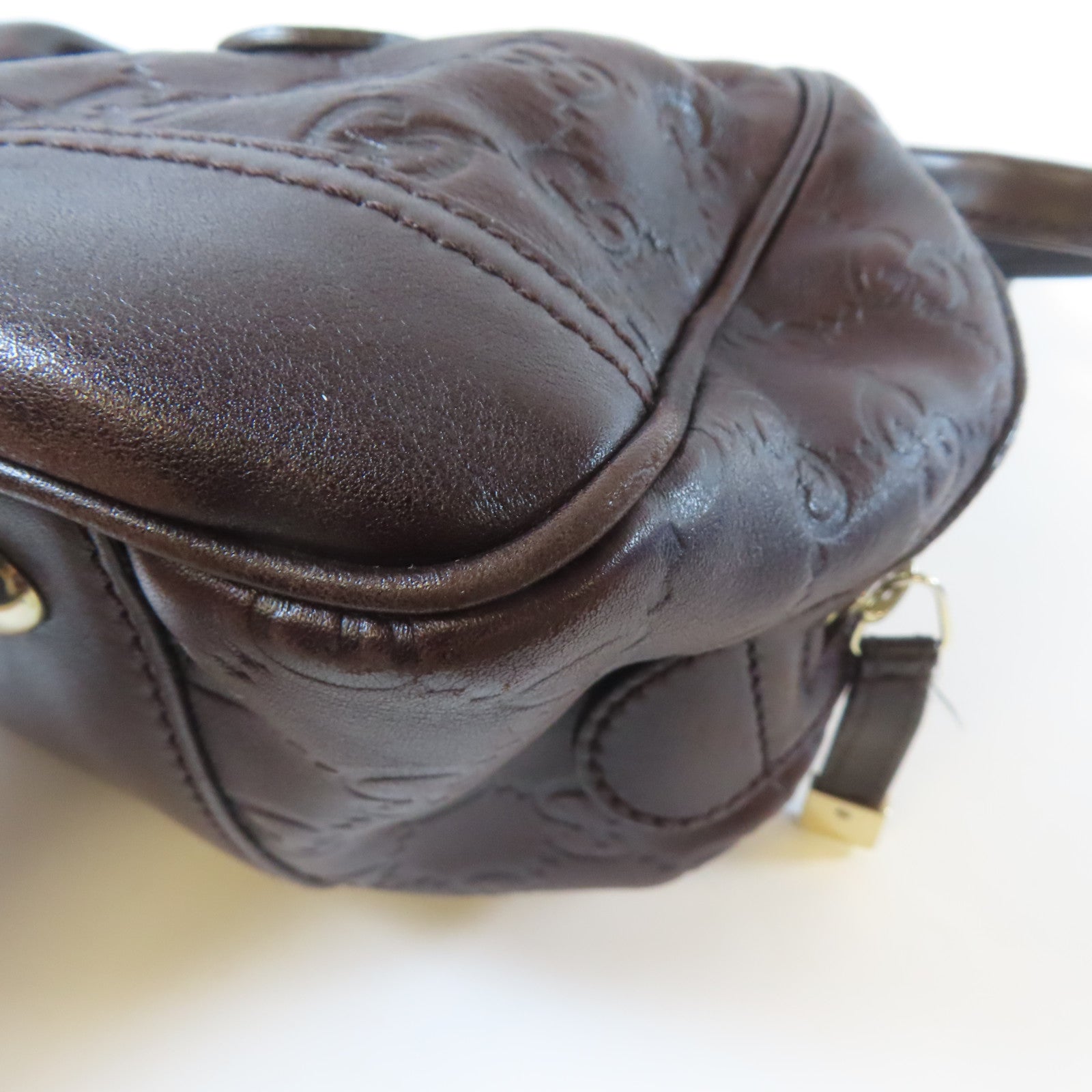 GUCCI 牛皮皮革Tote Bag金扣手挽袋啡色