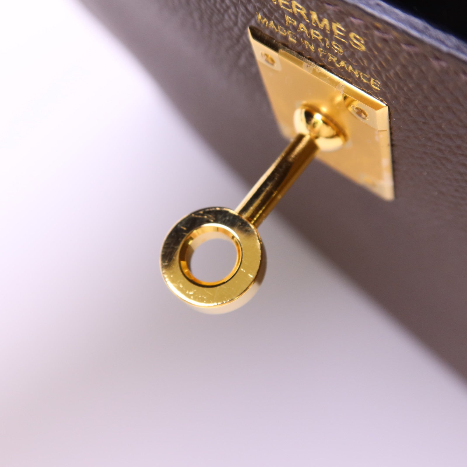 HERMES Epsom皮革Kelly 25金扣手挽肩背兩用袋Etoupe/Ecorce/Noir