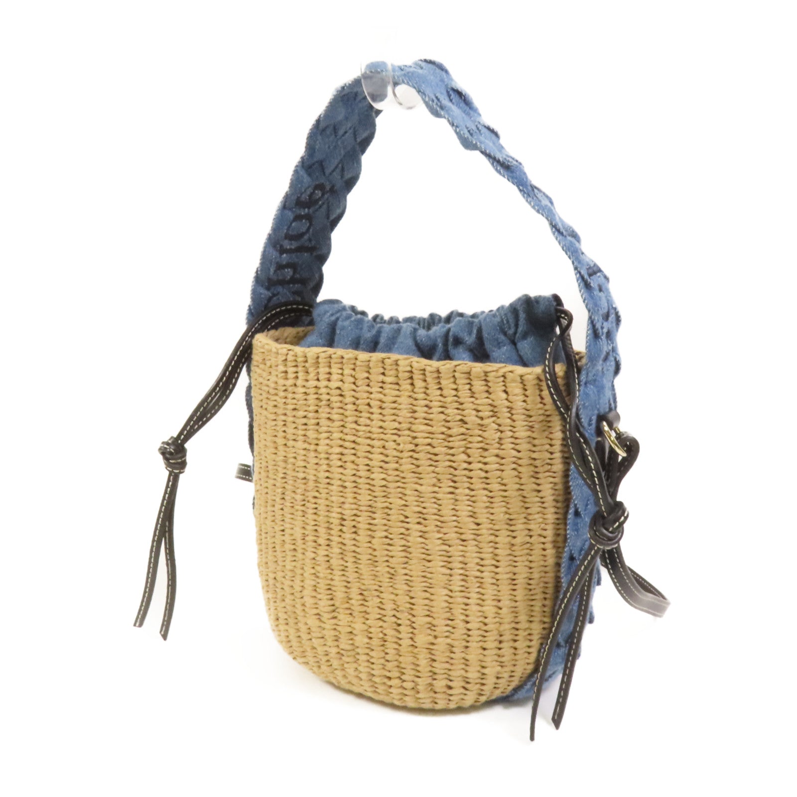 Chloe Raffia Denim Woody Small Basket Bag手挽肩背兩用袋