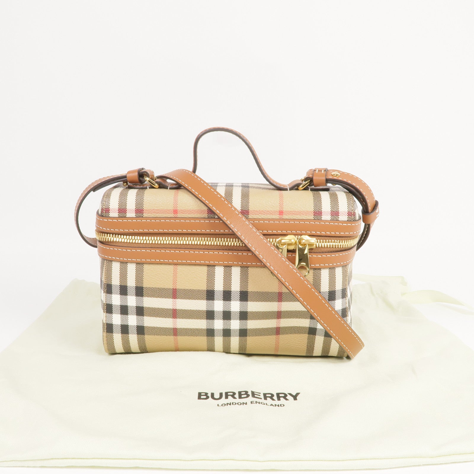 BURBERRY 塗層帆布Vanity 2way Shoulder Bag金扣手挽肩背兩用袋