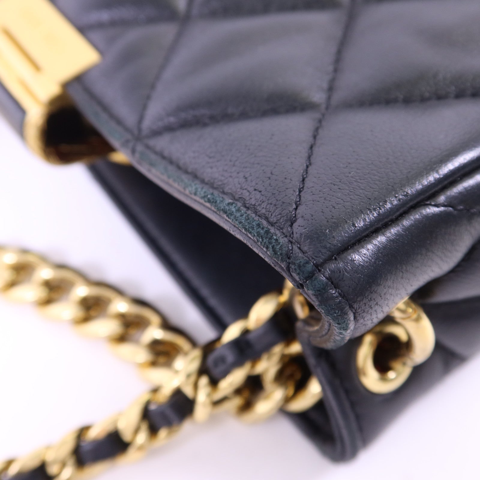 CHANEL 羊皮皮革Chain Shoulder Bag金扣手挽肩背兩用袋