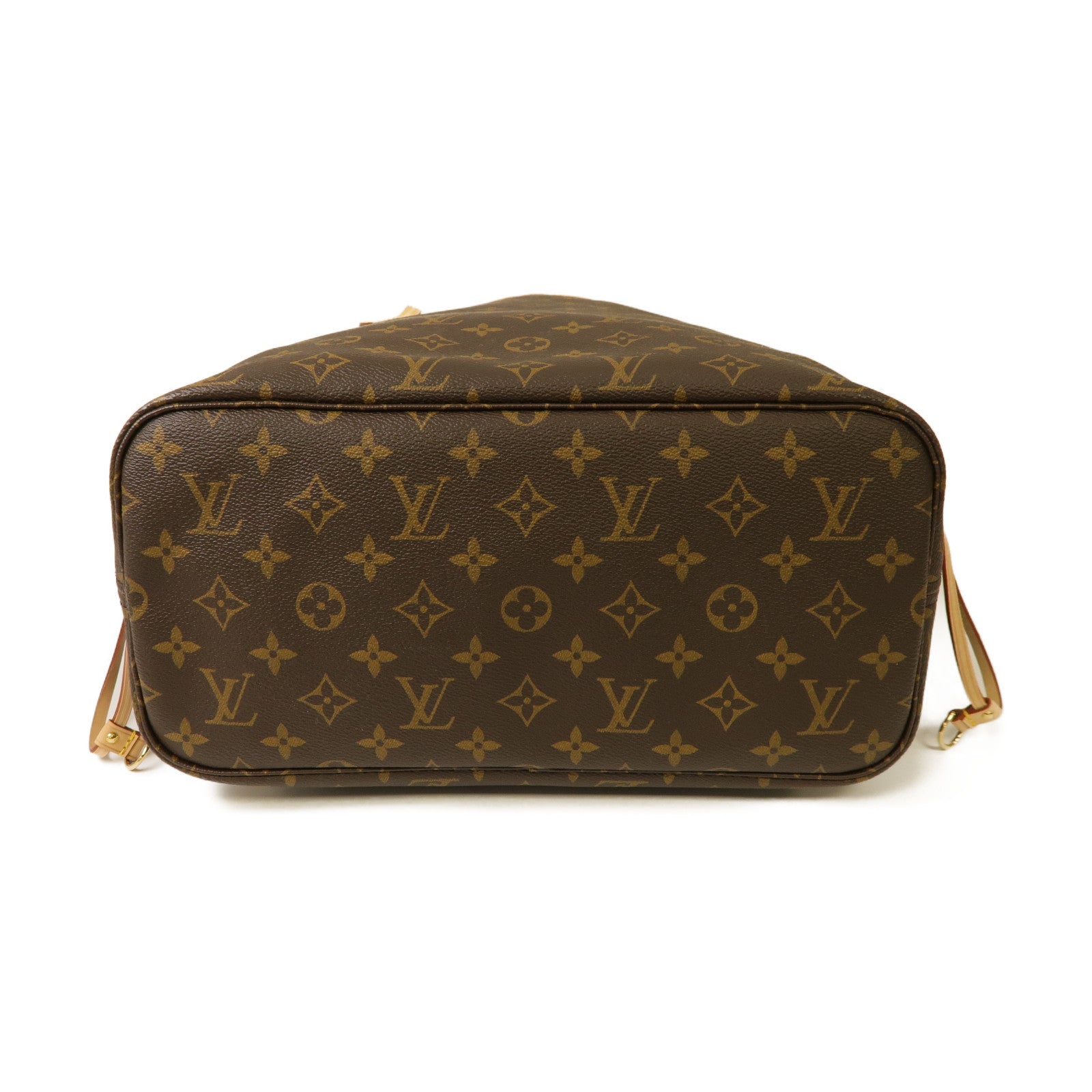 LOUIS VUITTON Monogram Neverfull MM金扣手挽袋棕色