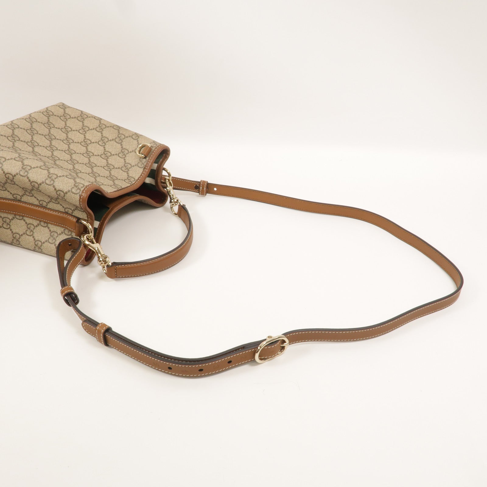 GUCCI 帆布GG Emblem Small Bucket手挽肩背兩用袋
