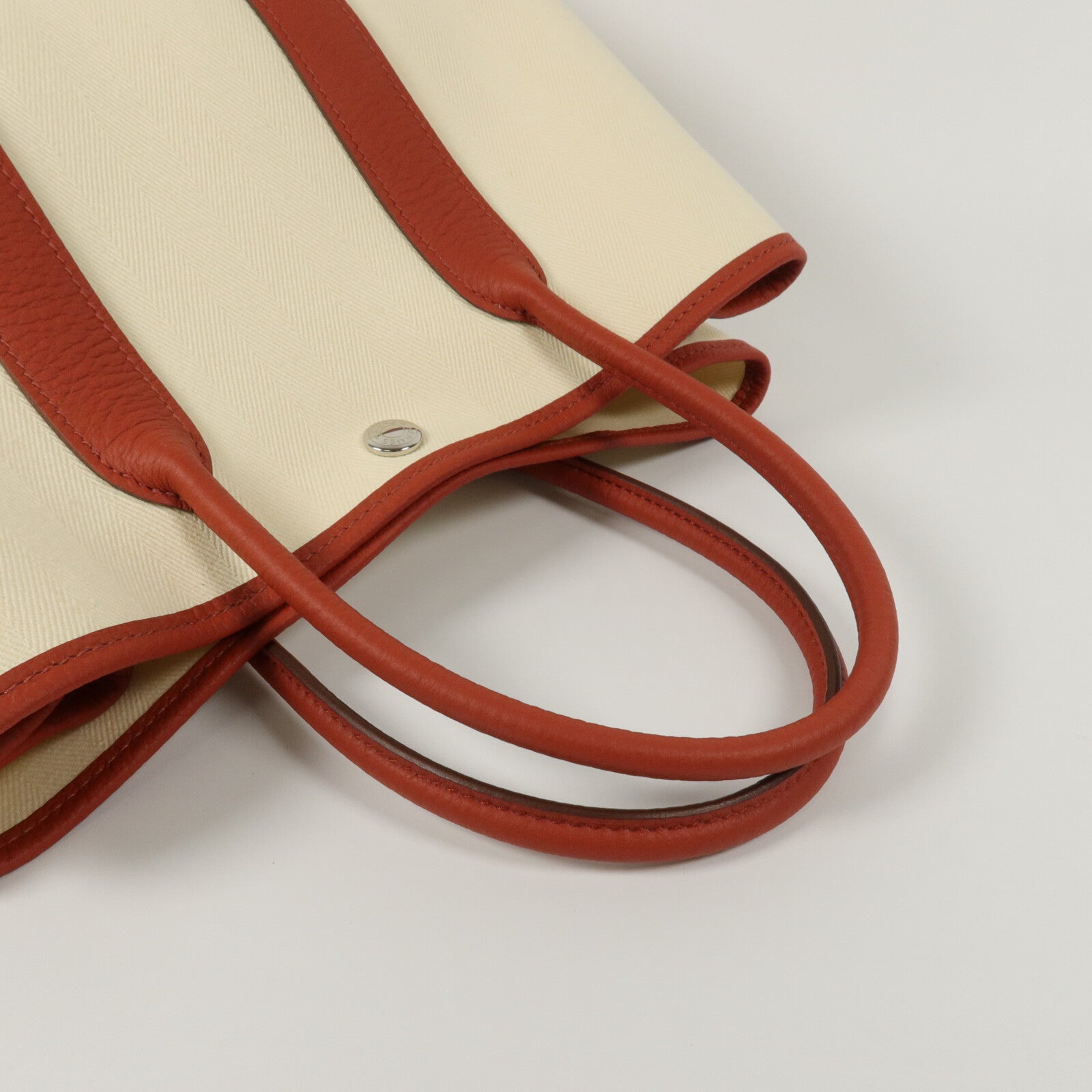 HERMES ToileChevron/Country皮革Garden Party TPM手挽袋Rouge Duchesse/Nata