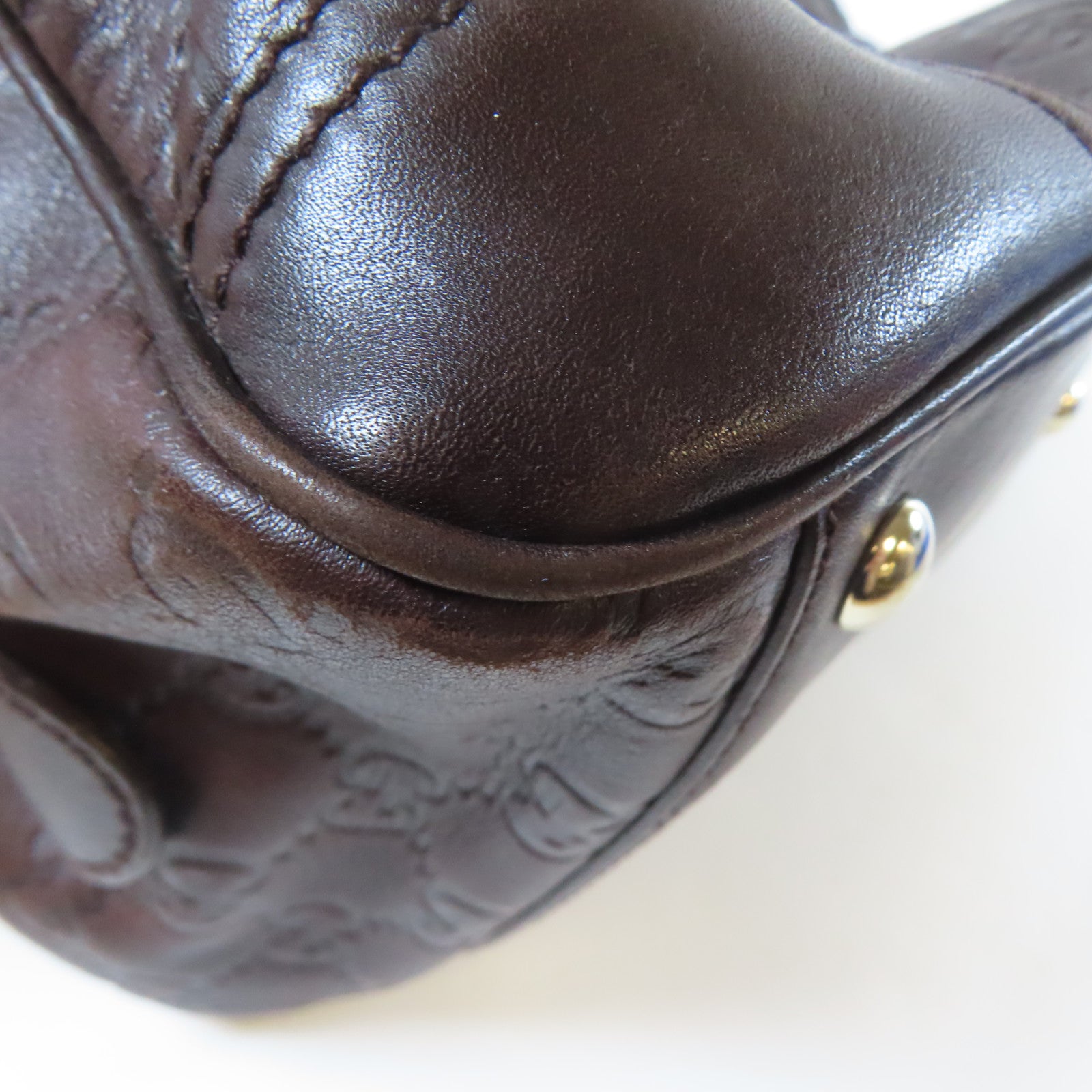 GUCCI 牛皮皮革Tote Bag金扣手挽袋啡色
