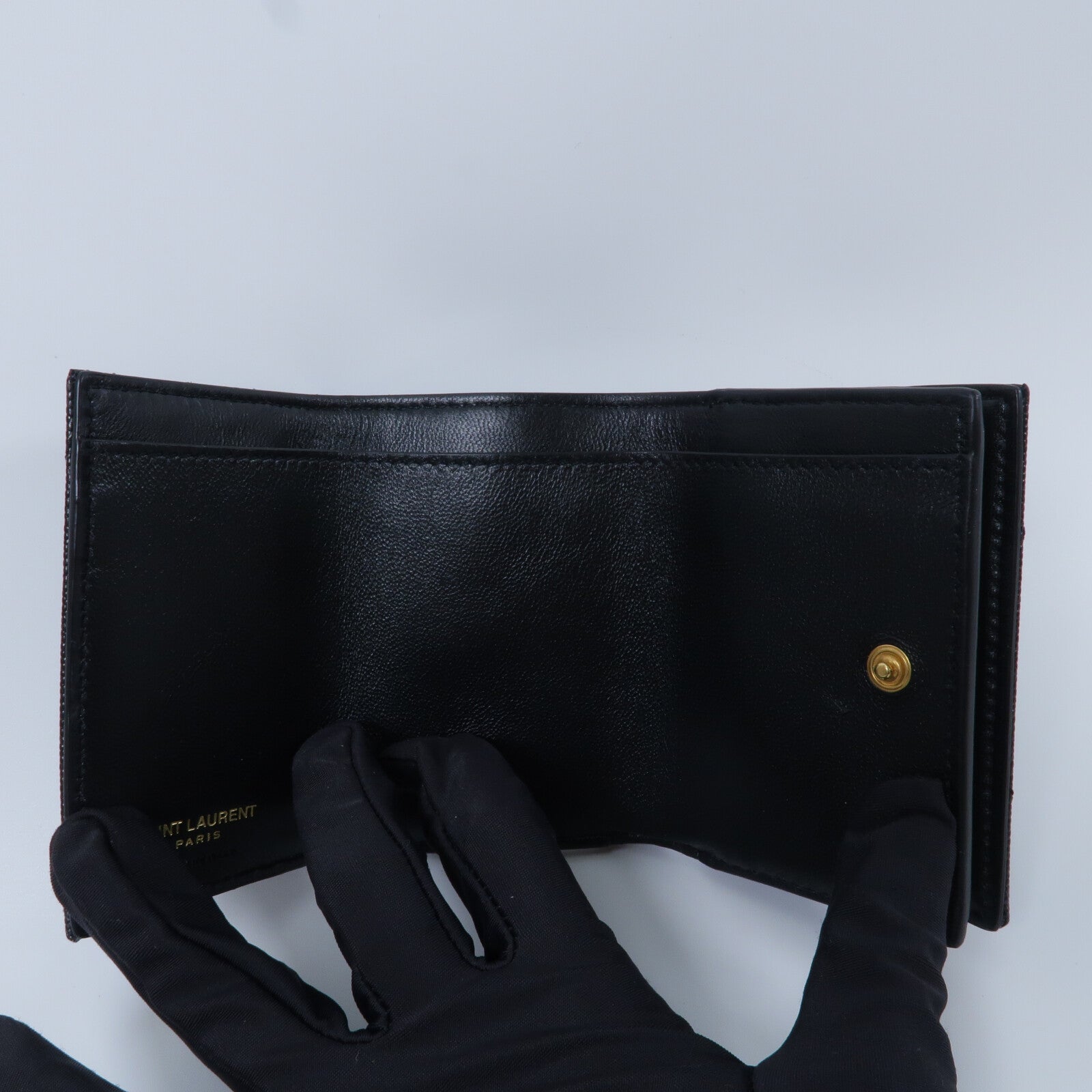 SAINT LAURENT 牛皮皮革Cassandre Matelasse Origami Tiny Wallet銀包