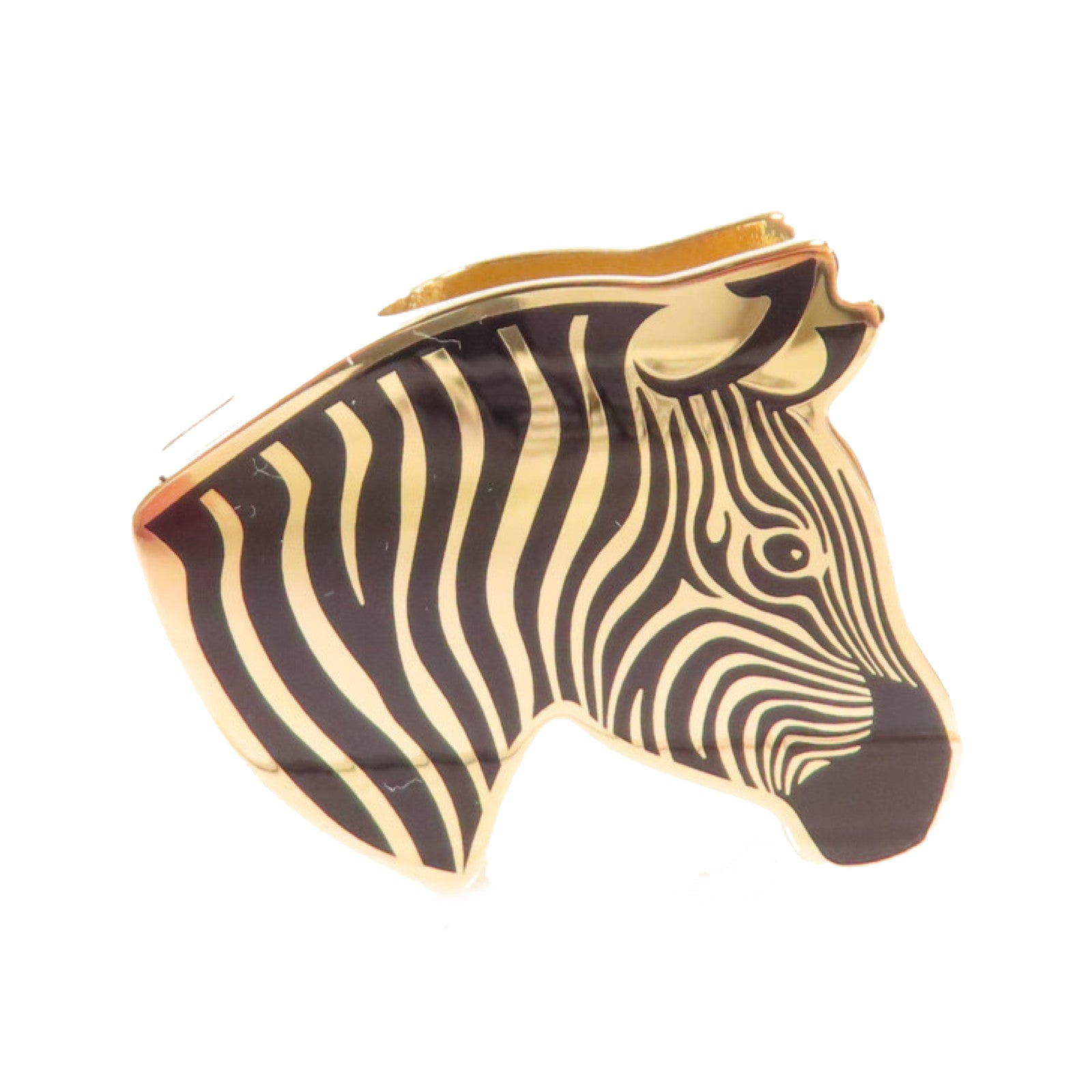 HERMES 金屬Zebra Scarf Ring 90絲巾扣金色/黑色