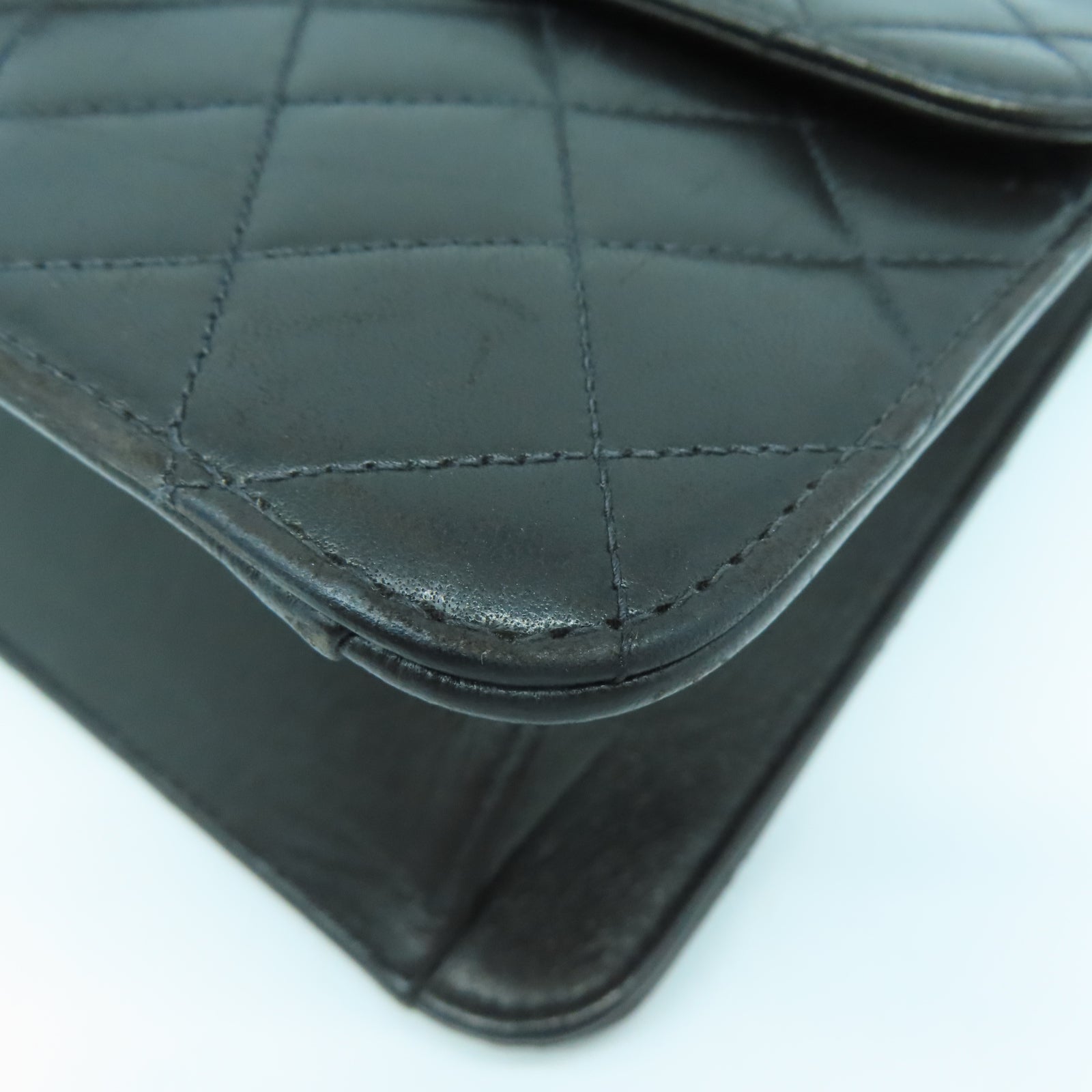 CHANEL 【激減優惠】菱格羊皮皮革Chain Shoulder金扣鏈帶肩背袋黑色