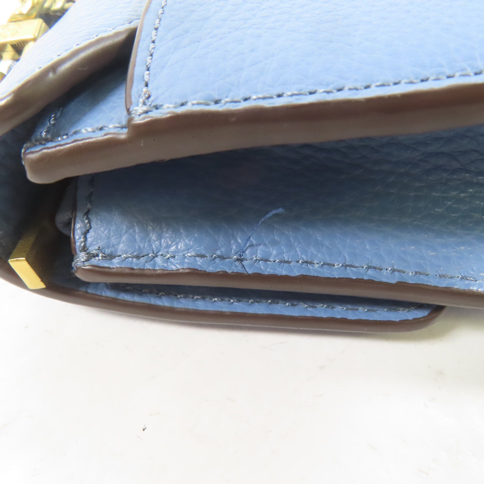 Tory Burch 牛皮皮革2 Way Shoulder Bag金扣手挽肩背兩用袋淺藍色
