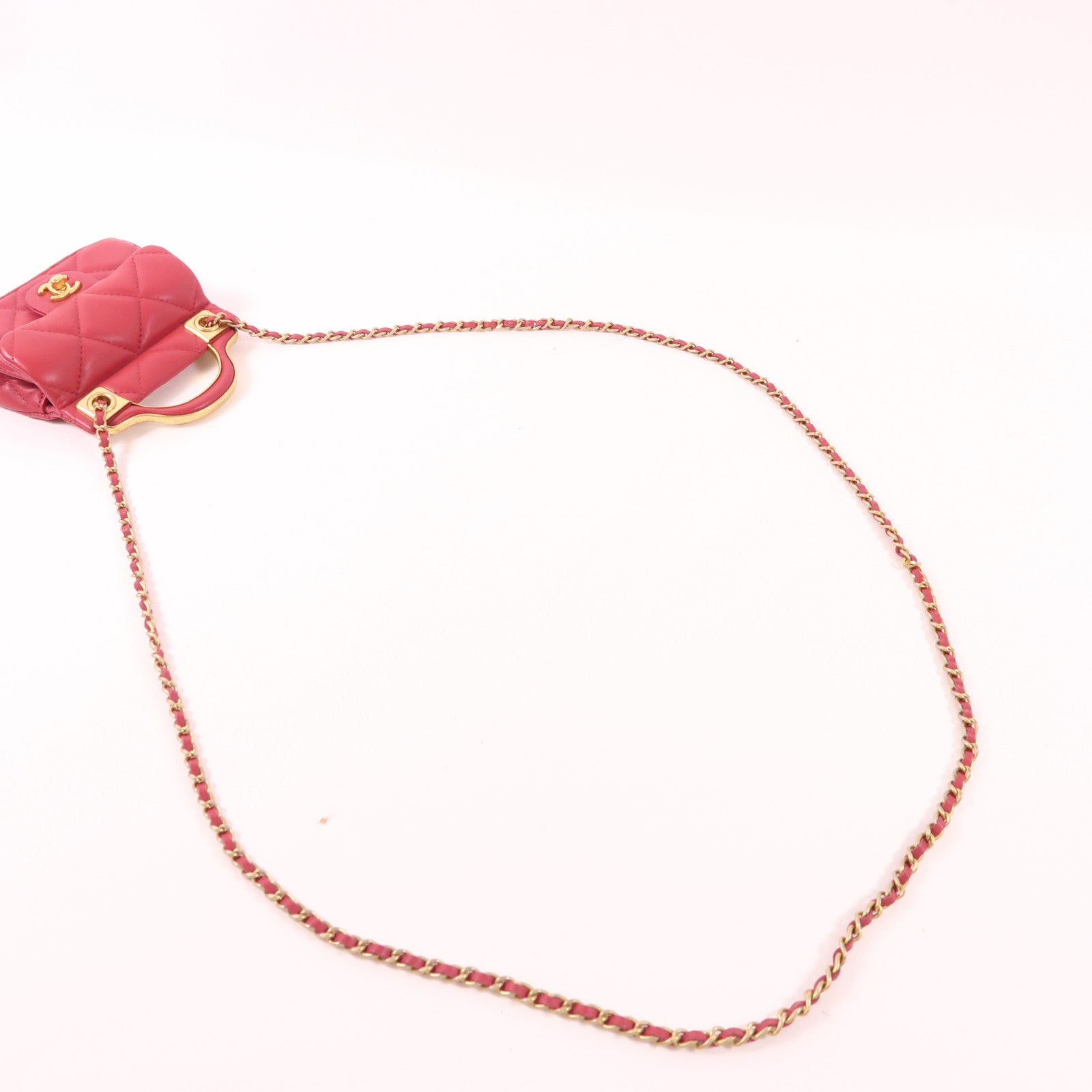 CHANEL 羊皮皮革Mini Top Handle金扣手挽肩背兩用袋