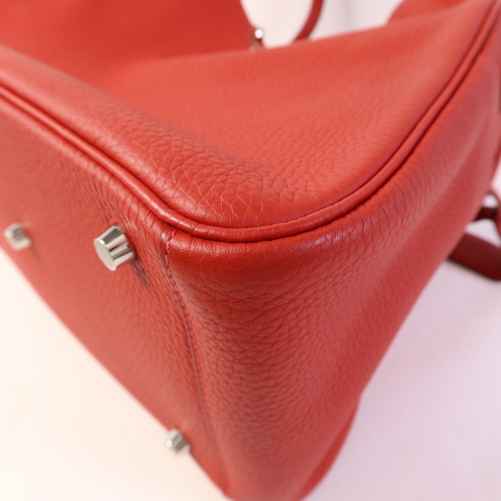 HERMES Clemence皮革Lindy 30銀扣手挽肩背兩用袋Rouge Casaque