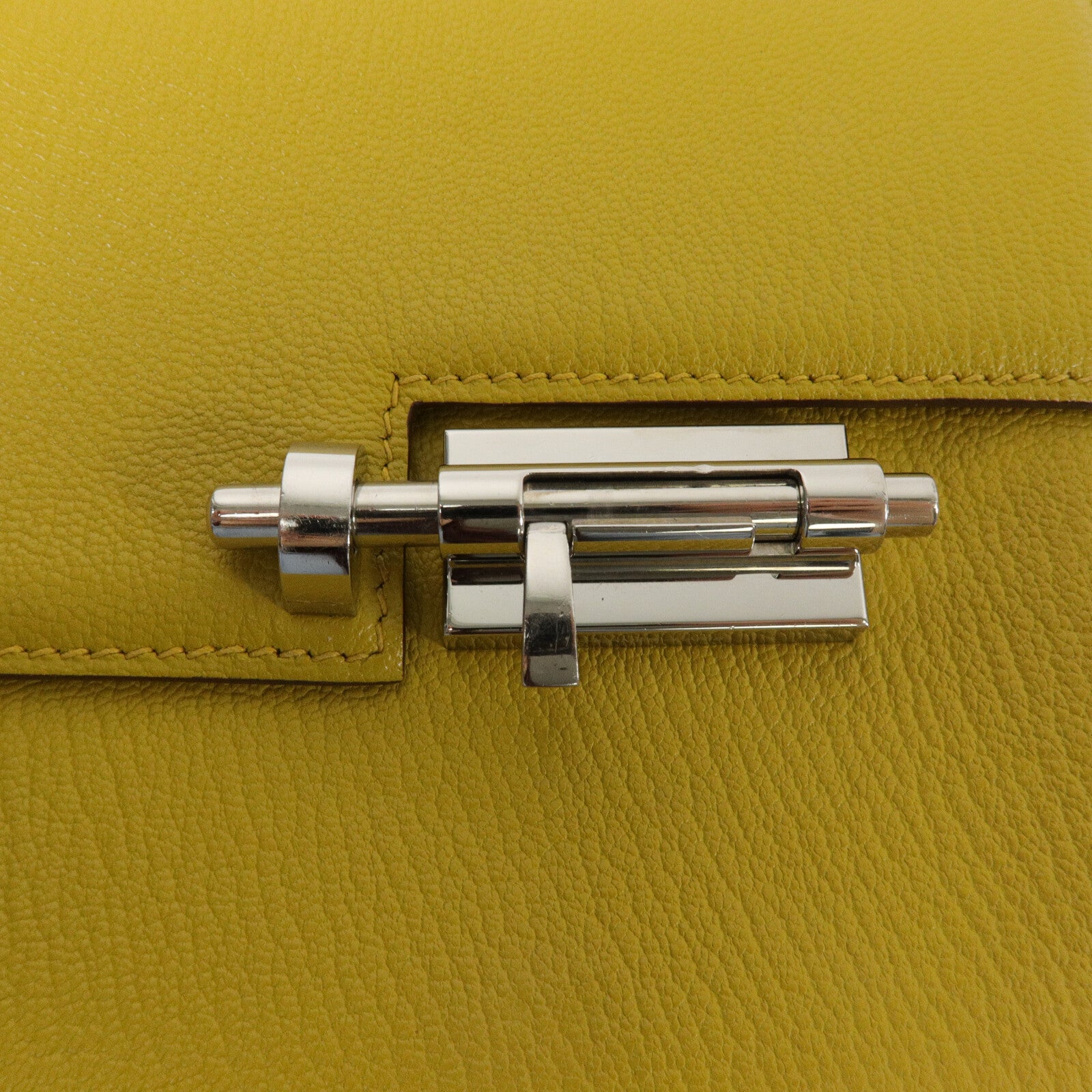 HERMES Chevre皮革Verrou Mini鏈帶肩背袋Jaune Ambre