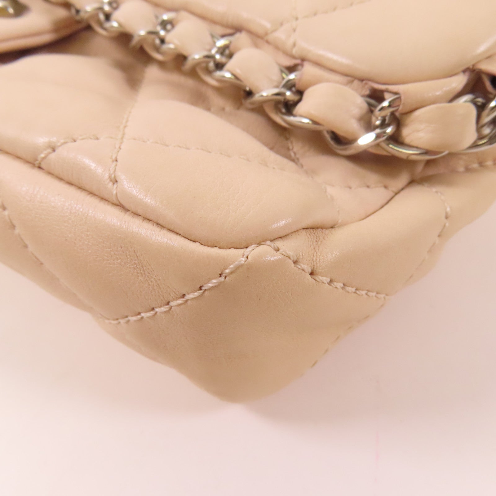 CHANEL 牛皮皮革Chain Shoulder銀扣鏈帶肩背袋