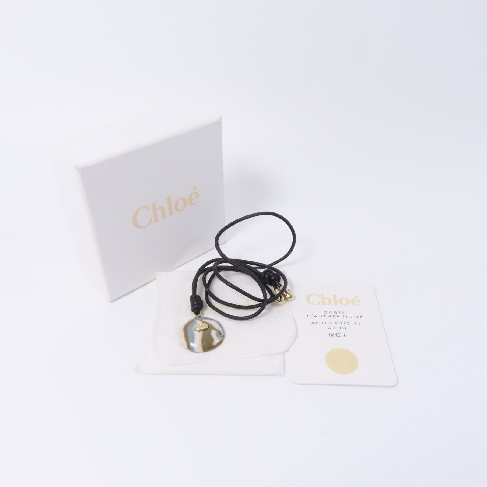 Chloe 石頭/皮革Stone Necklace項鍊灰色/米色/黑色